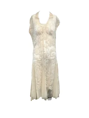 1920's Handmade Fillet Lace Day Dress
