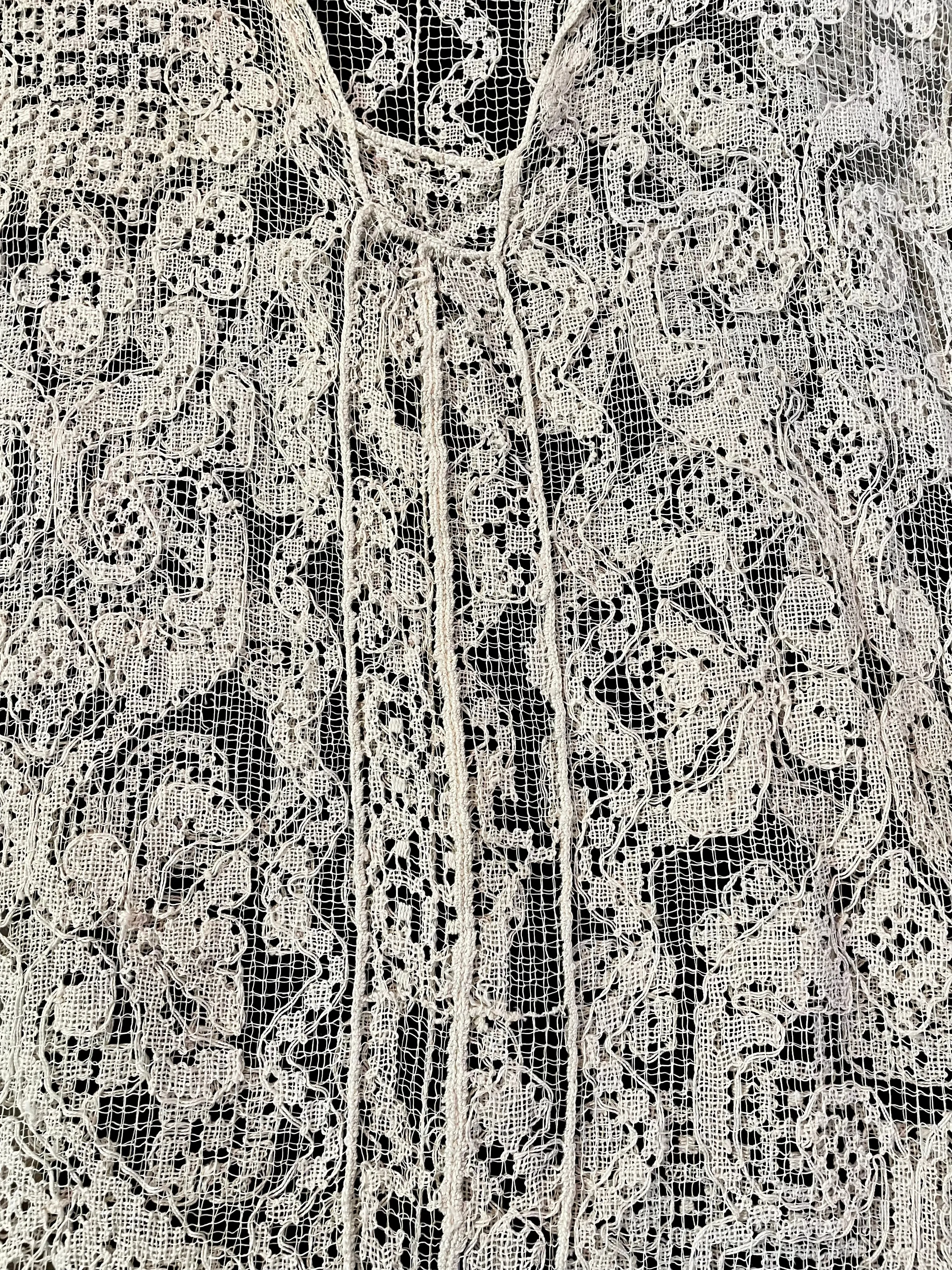 1920's Handmade Fillet Lace Day Dress