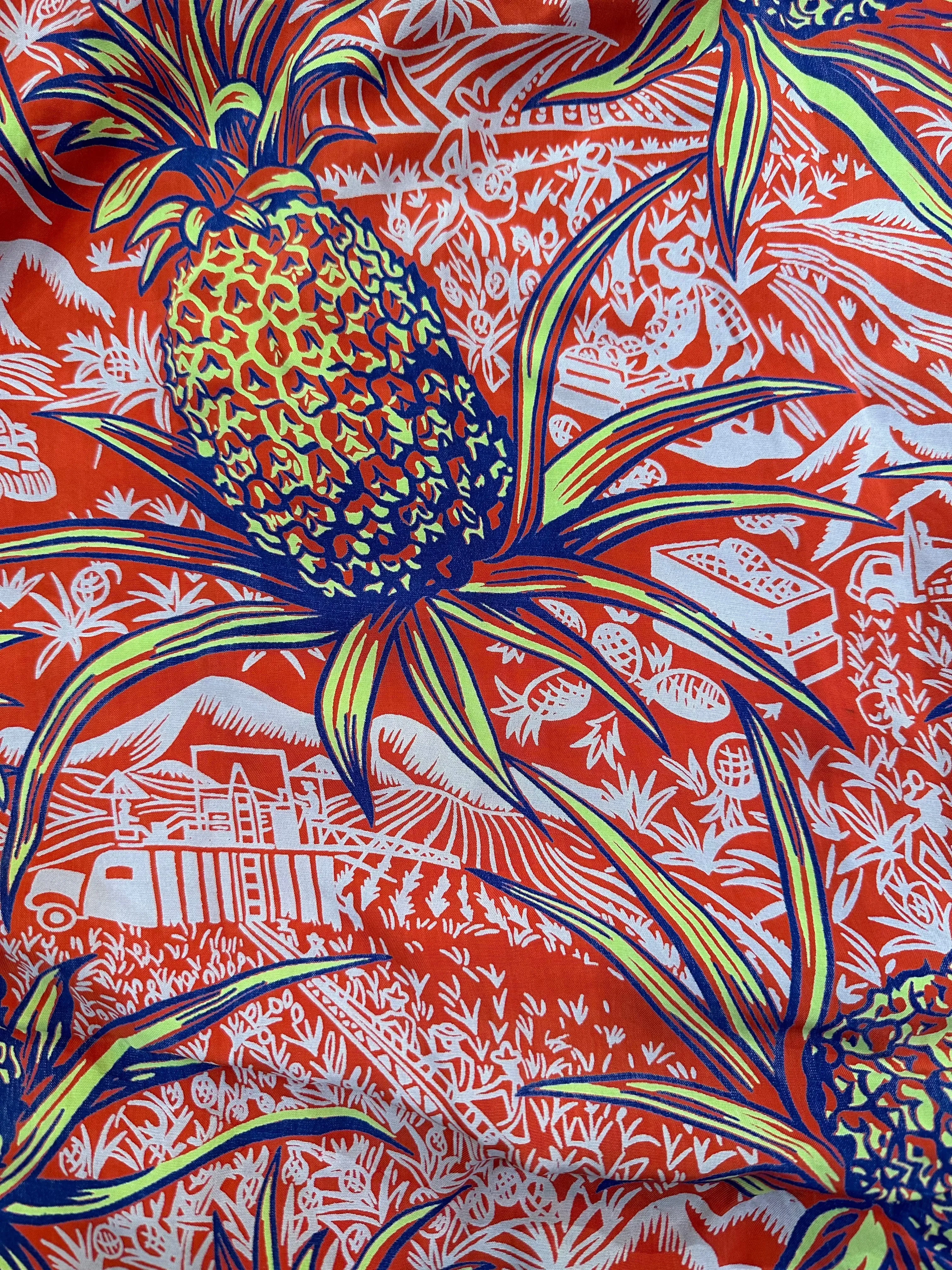 1940's Rayon TIKI Hawaiian Pineapple Print Wrap Dress