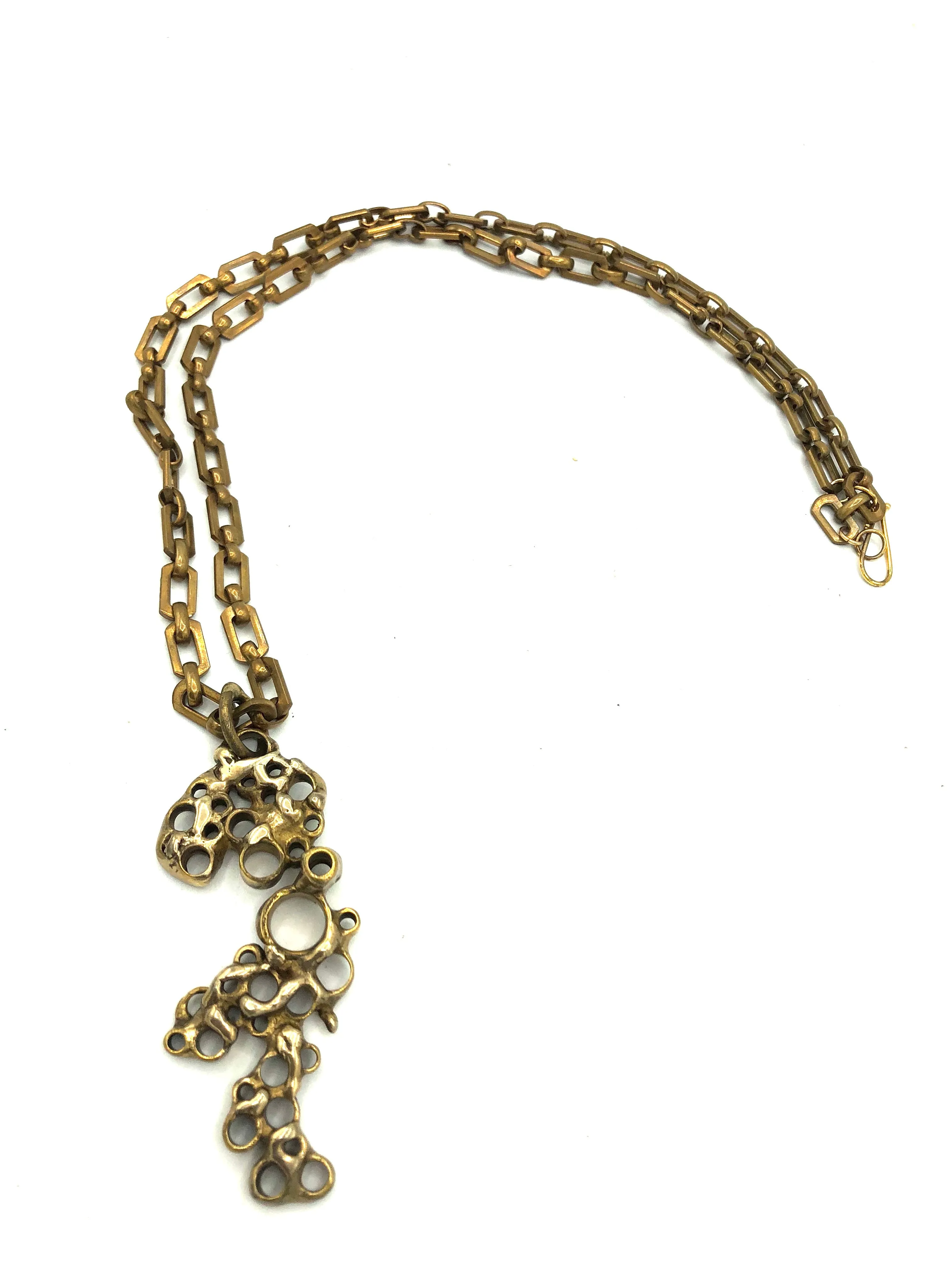 1960s/70s Brutalist  Bronze and Brass Necklace