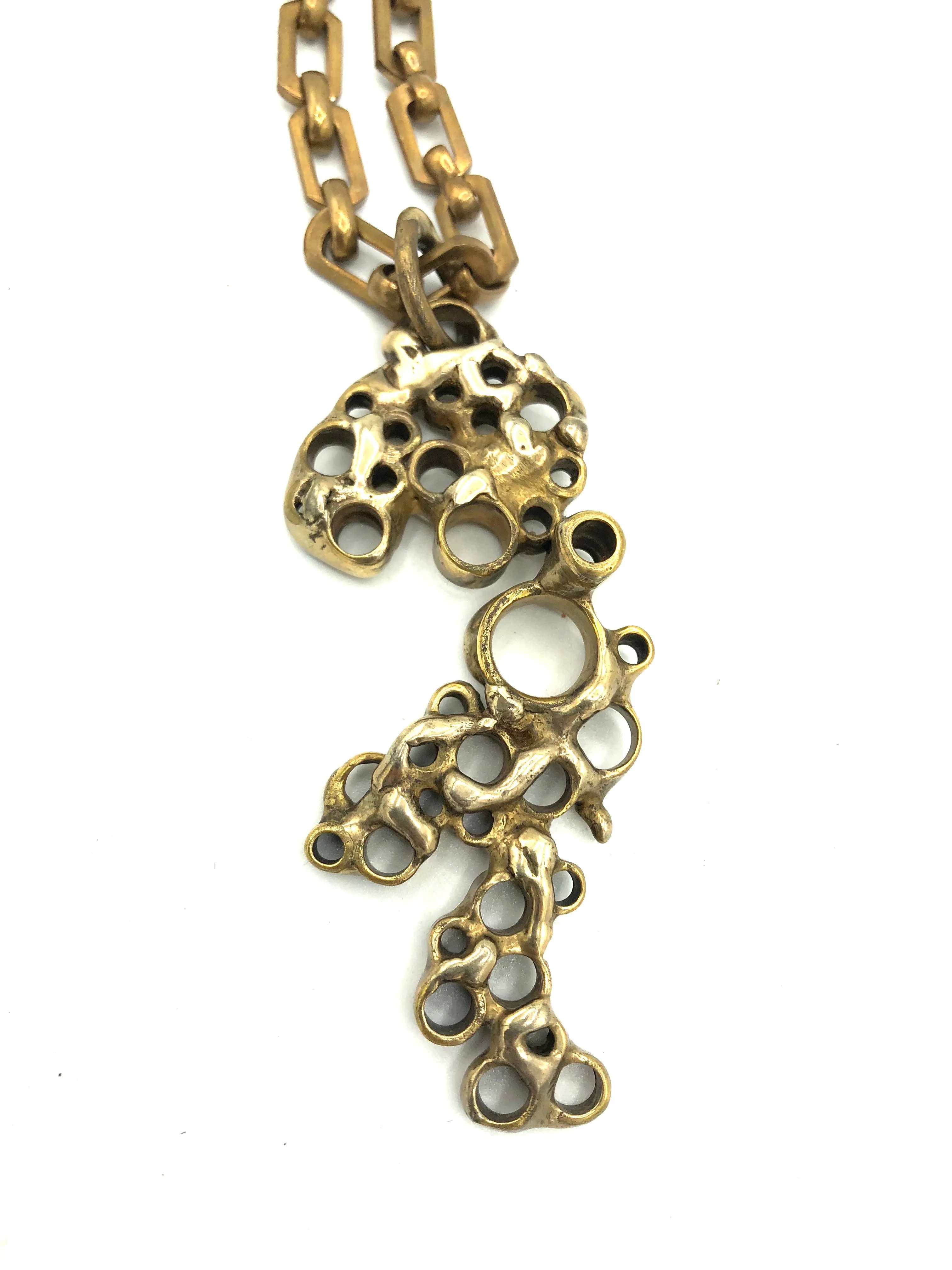 1960s/70s Brutalist  Bronze and Brass Necklace