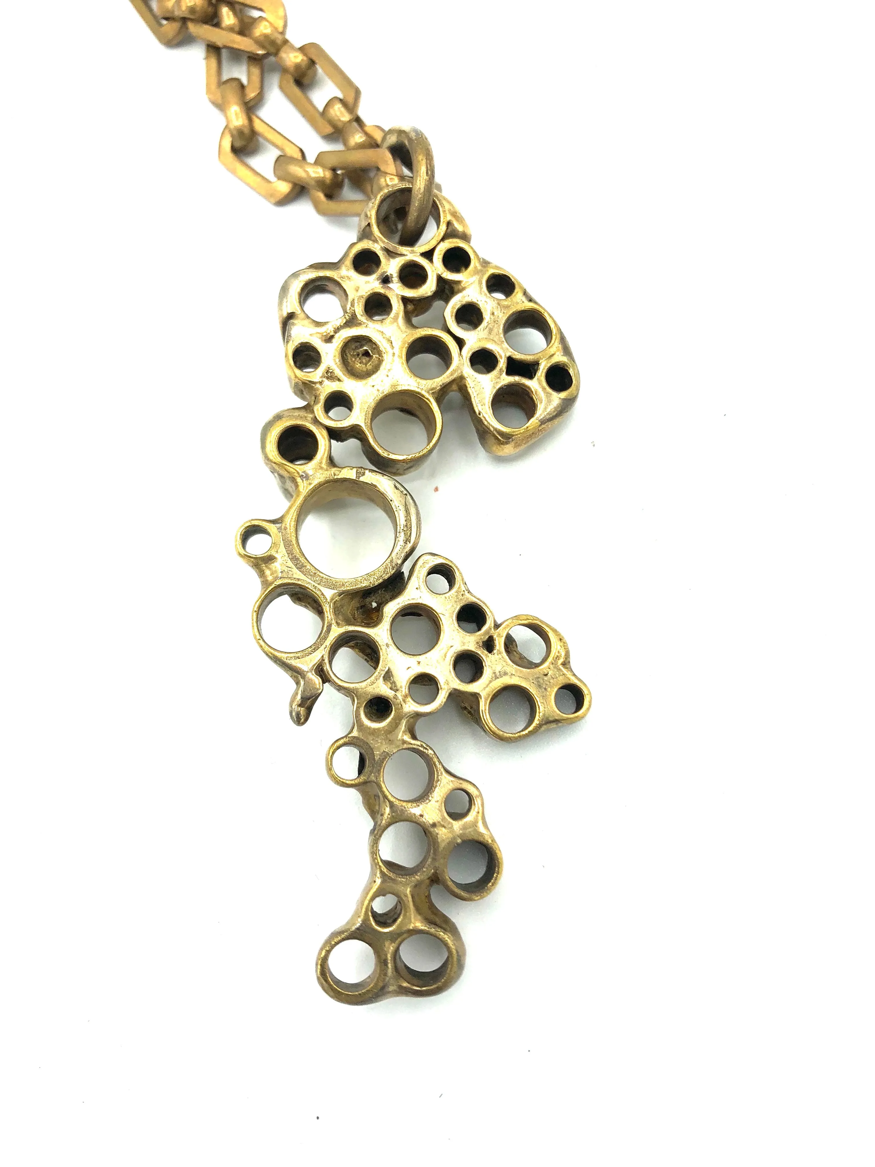 1960s/70s Brutalist  Bronze and Brass Necklace