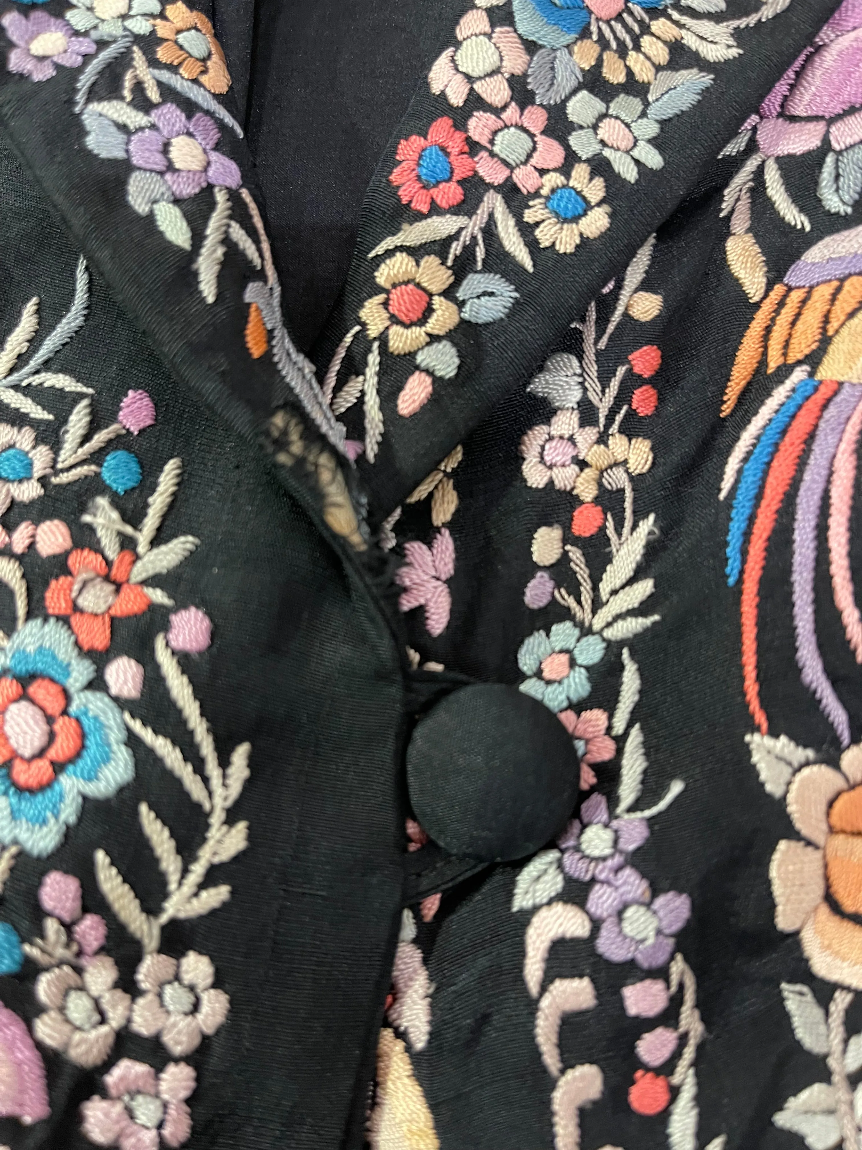 20s Chinese All-Over Multi-Color Hand Embroidered Silk Jacket