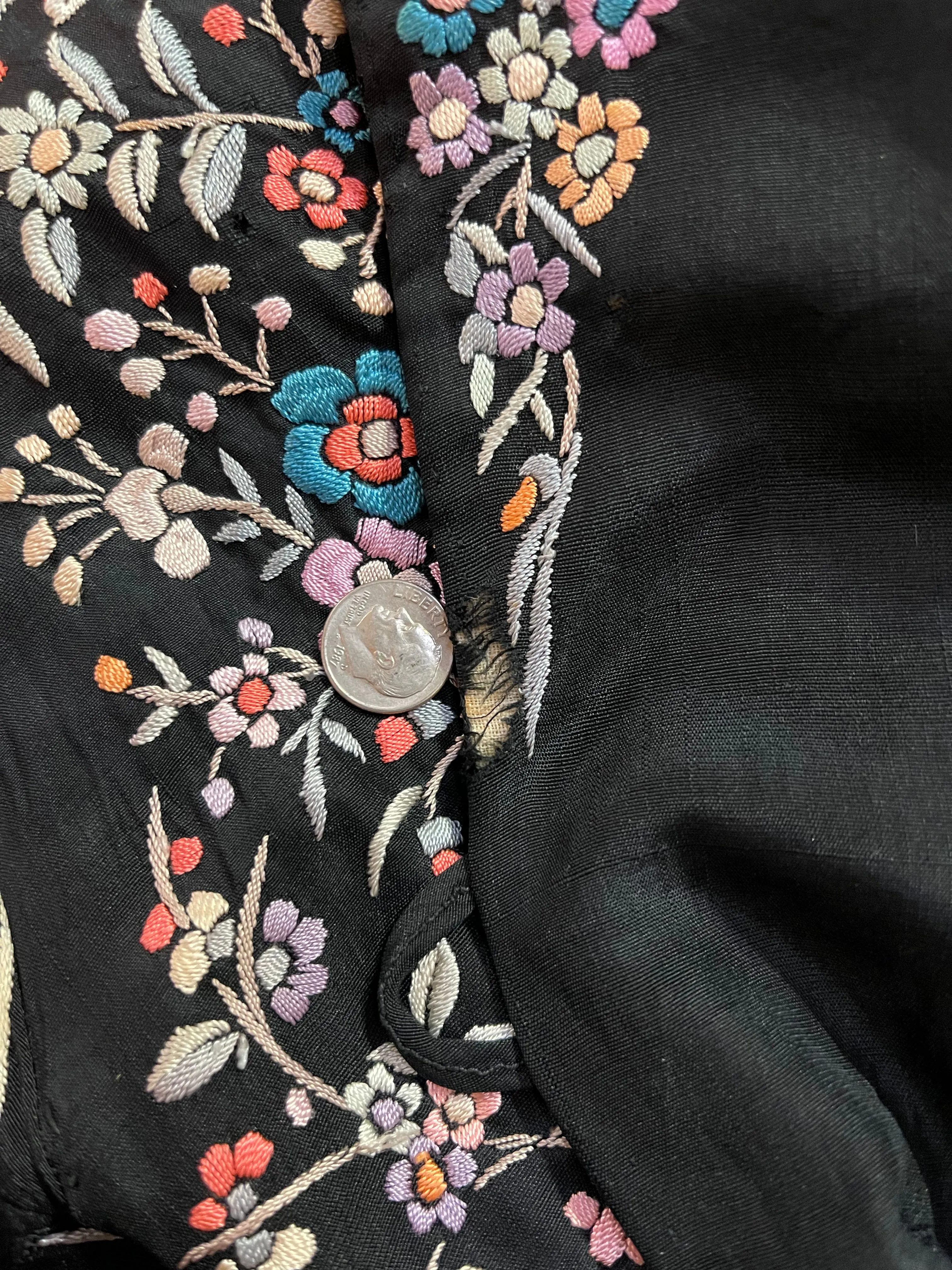 20s Chinese All-Over Multi-Color Hand Embroidered Silk Jacket