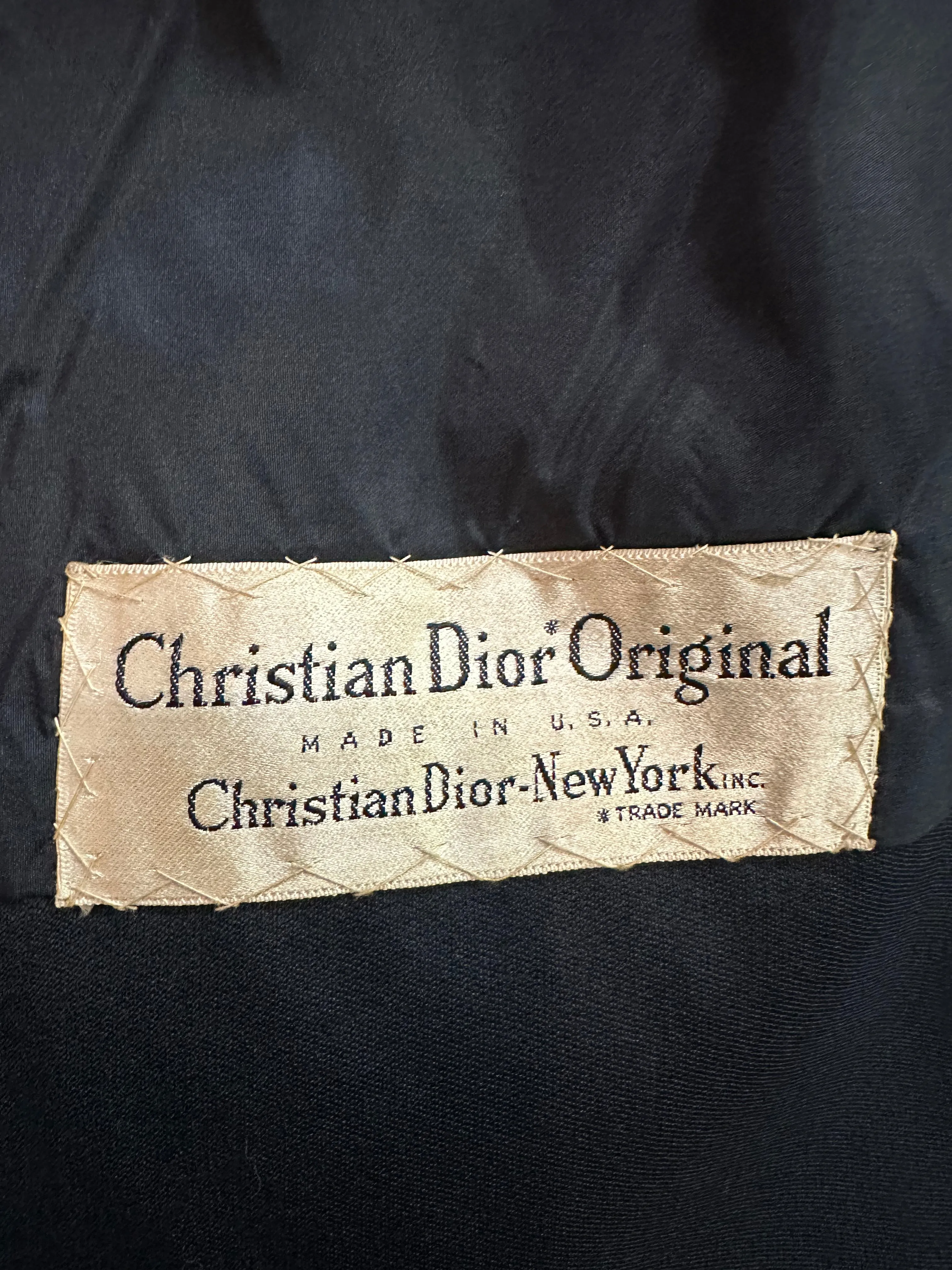 50s Christian Dior New York Original Black Open Front Coat