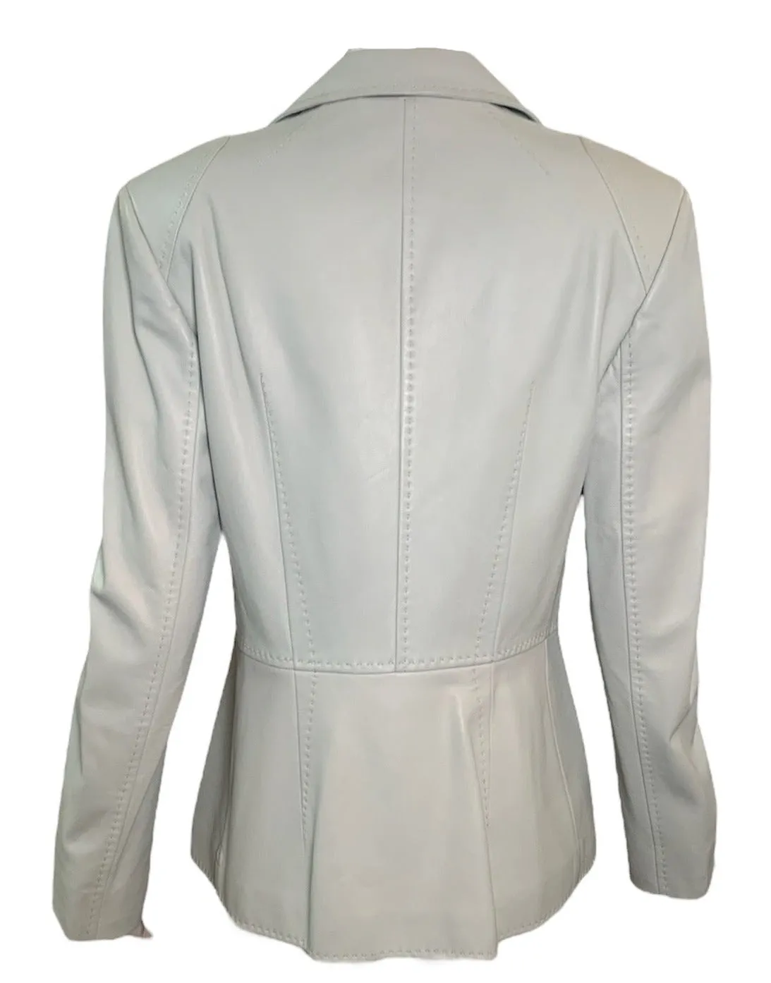 Agnona 2000s  Pistachio Leather Blazer Cut Jacket