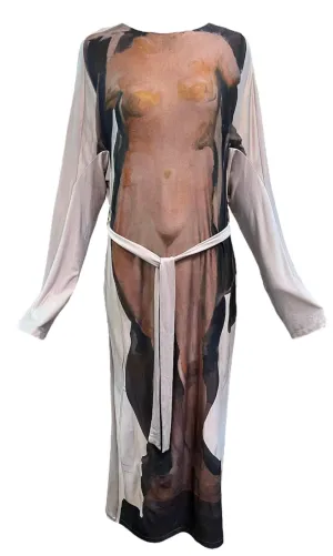 Ann Demeulemeester 2000's Trompe L'oeil  Venus de Milo Print Maxi Dress