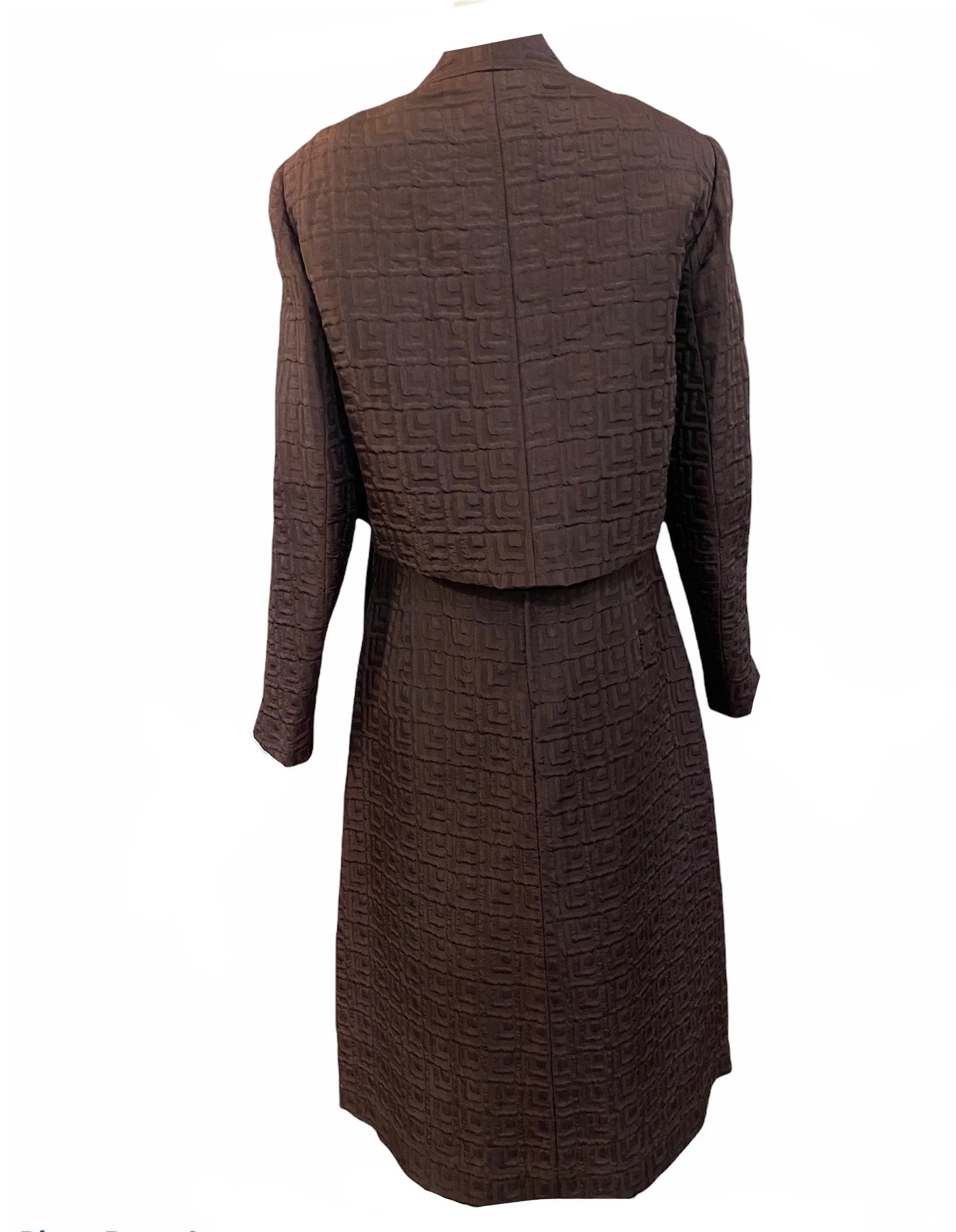 Anne Lise 60s Brown Matelasse Afternoon Dress Ensemble