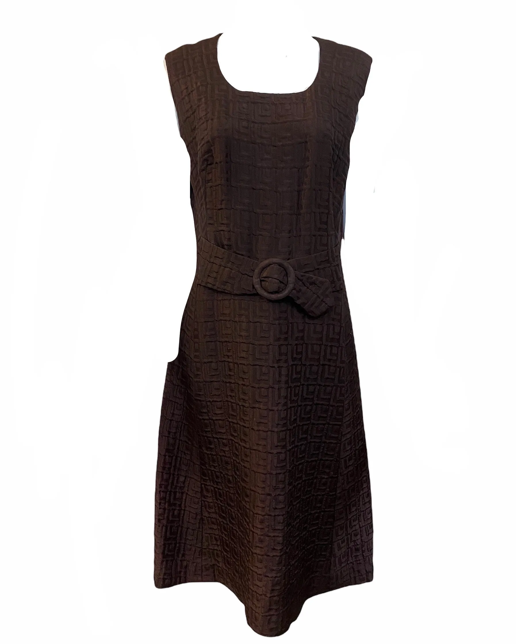 Anne Lise 60s Brown Matelasse Afternoon Dress Ensemble