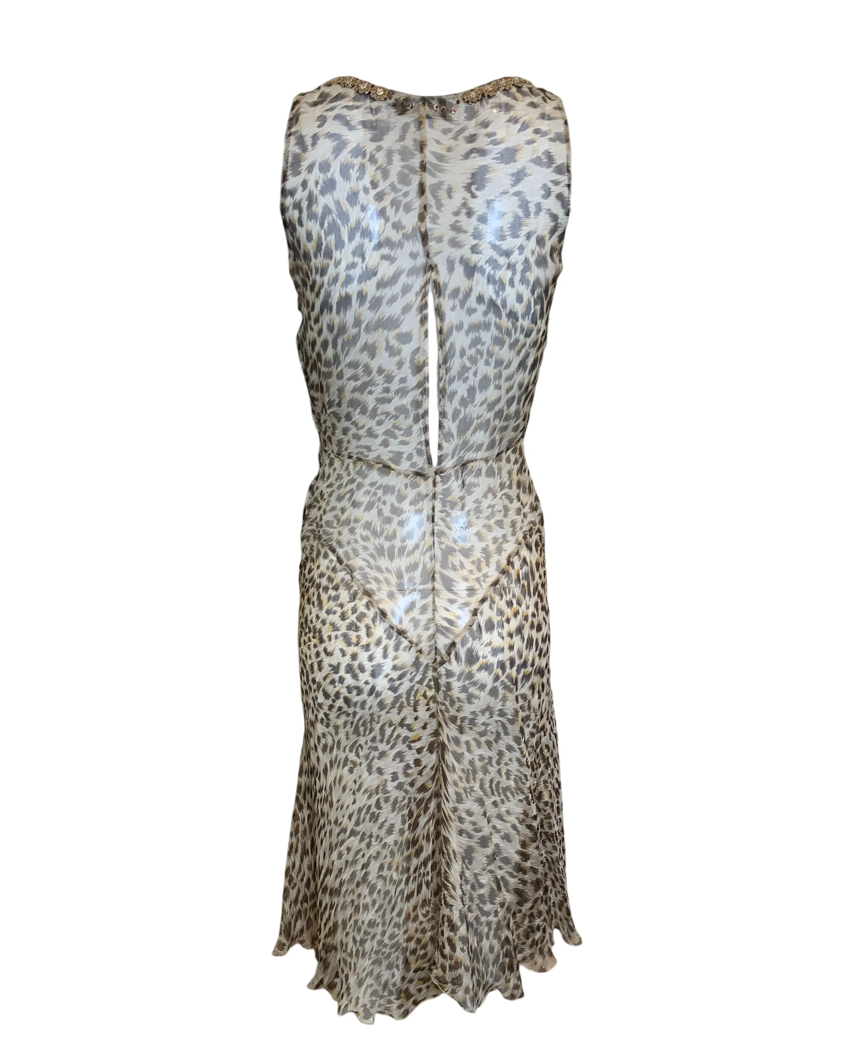 Blumarine Y2K Leopard Print Chiffon Slip Dress