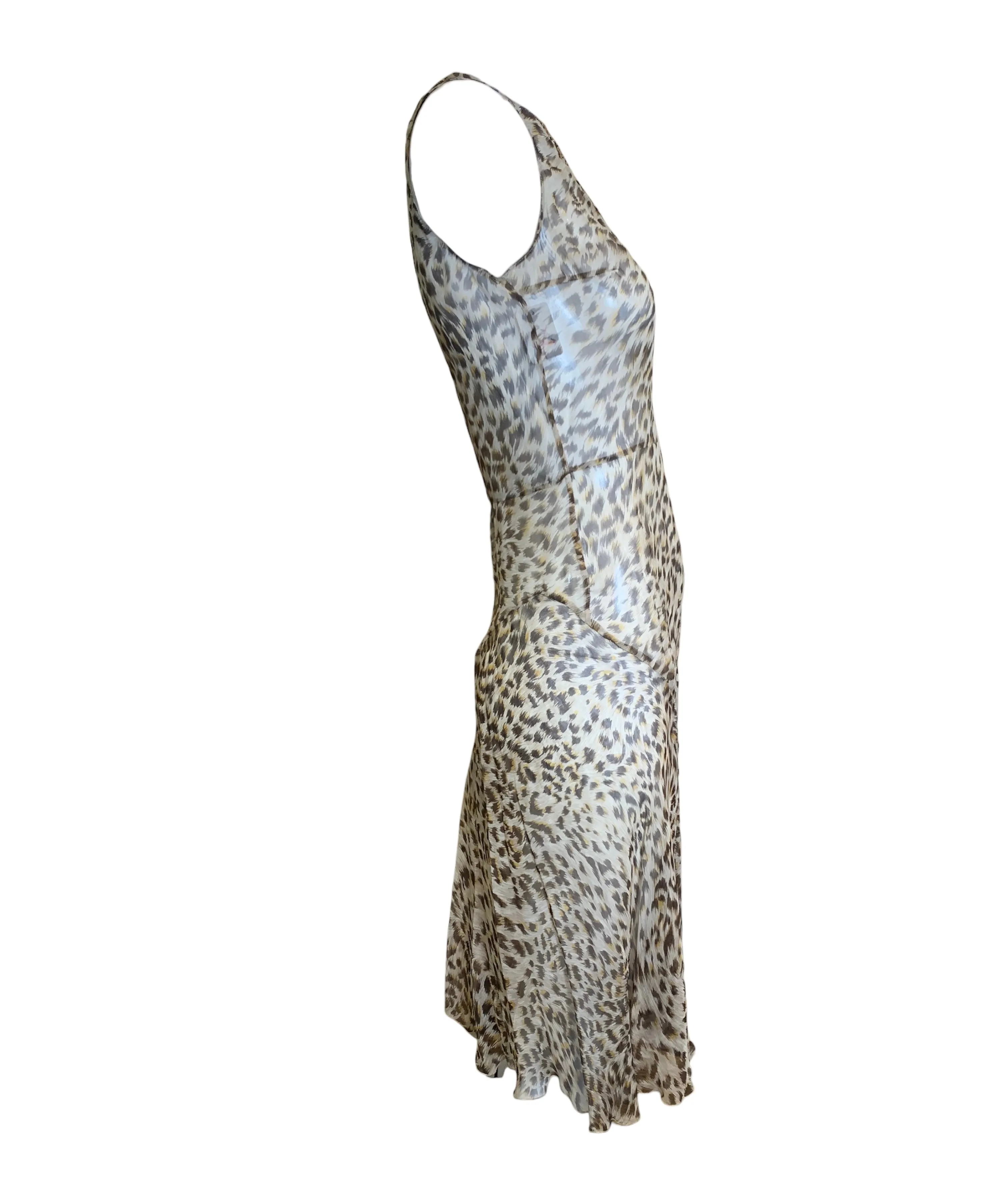 Blumarine Y2K Leopard Print Chiffon Slip Dress