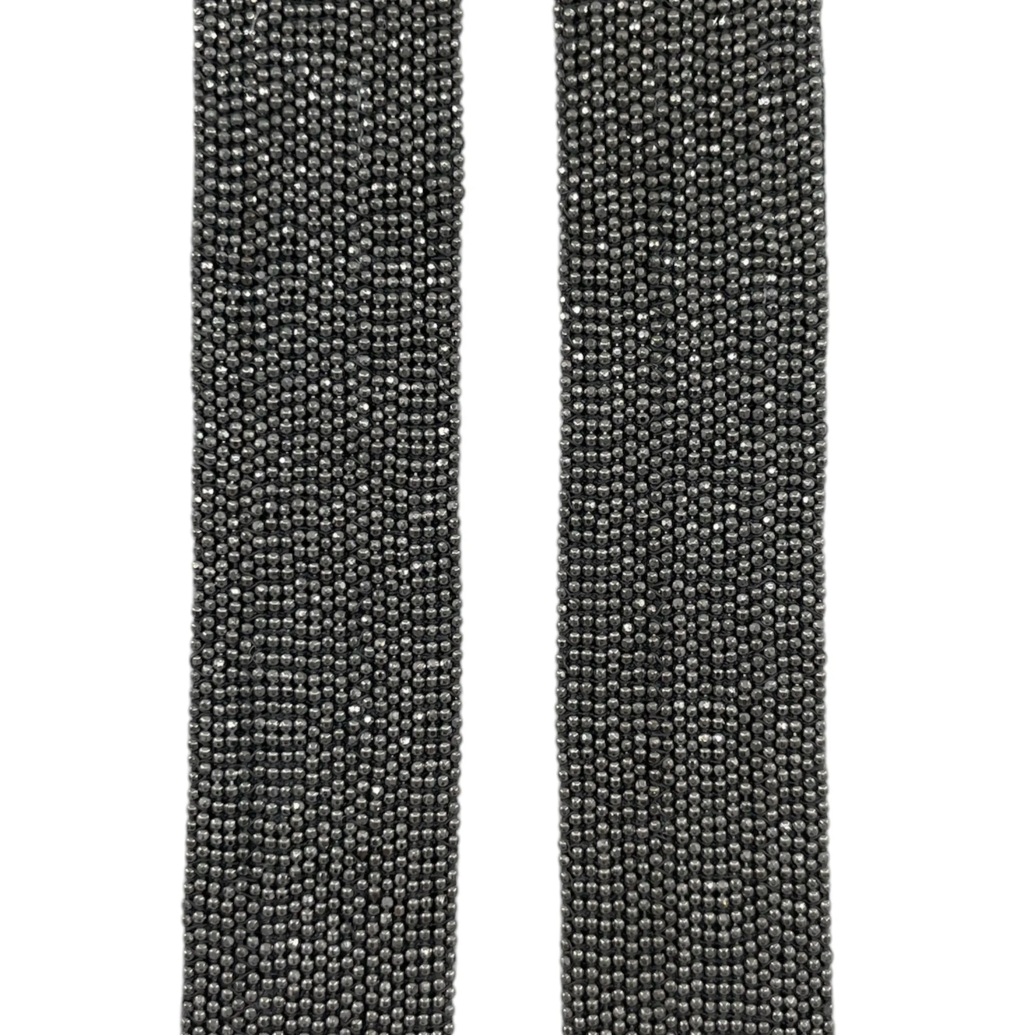 Brunello Cucinelli 2000's Sparkling Silver Beaded Cashmere Suspenders, New/Old