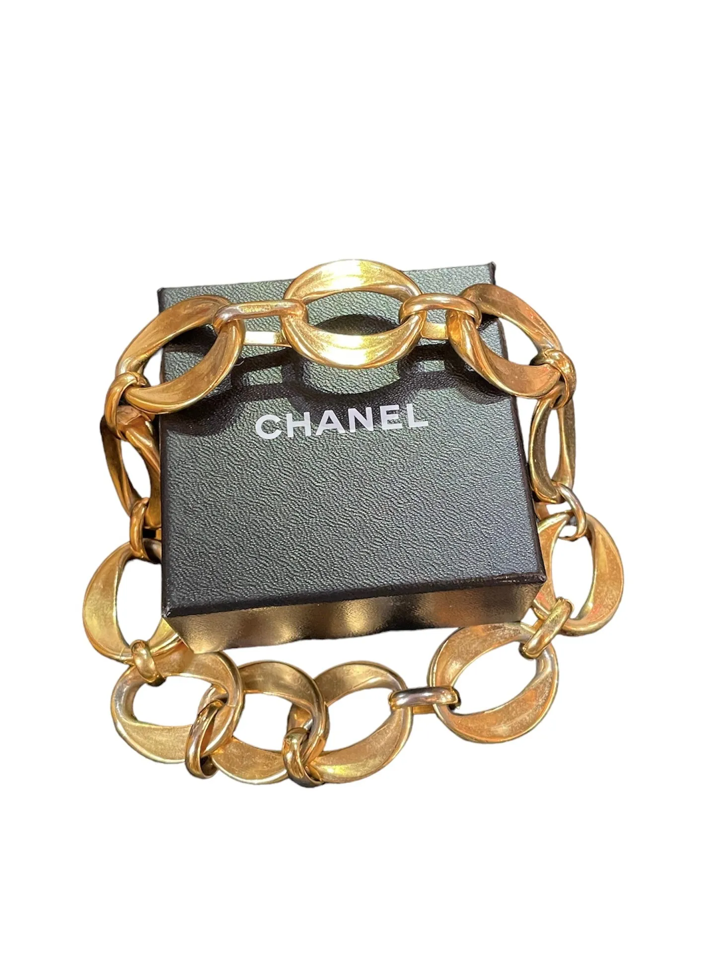 Chanel 1980's Gold Tone Chunky Link Choker Necklace
