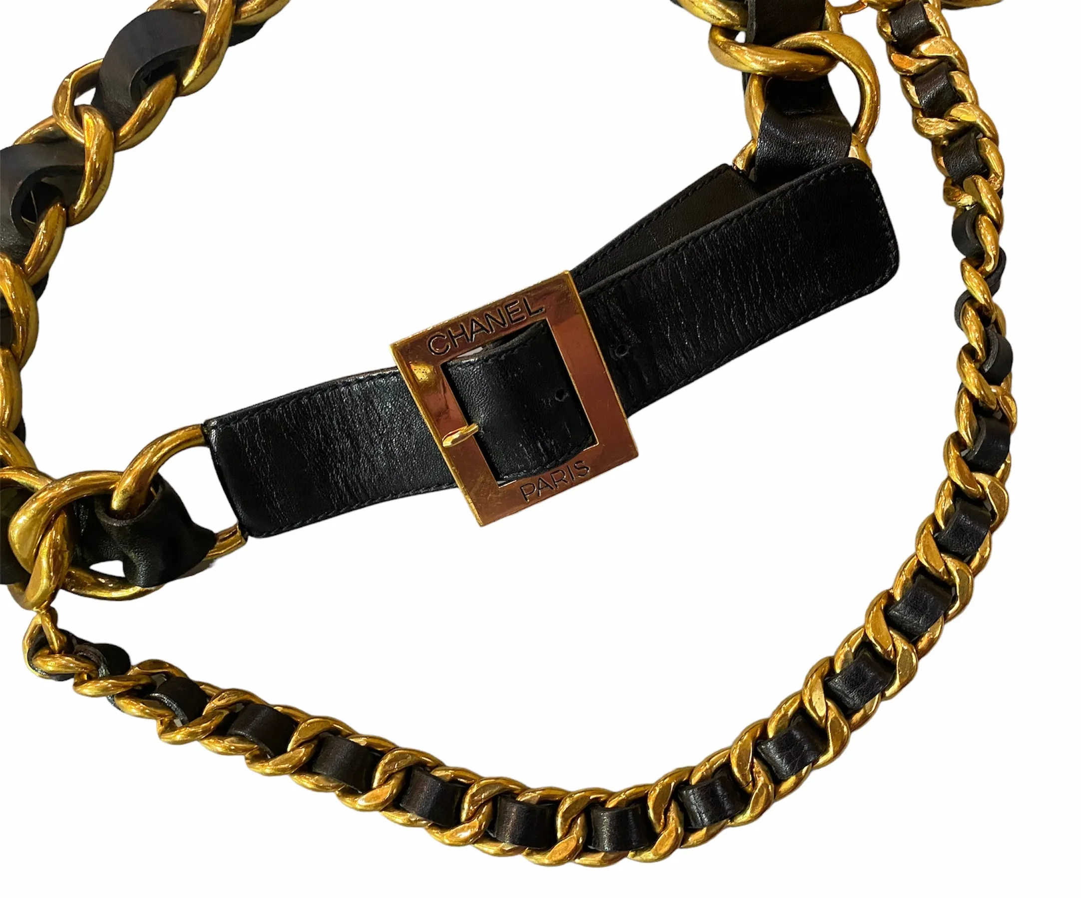 Chanel F/W 1994 RTW Leather and Gold Tone Chain Belt