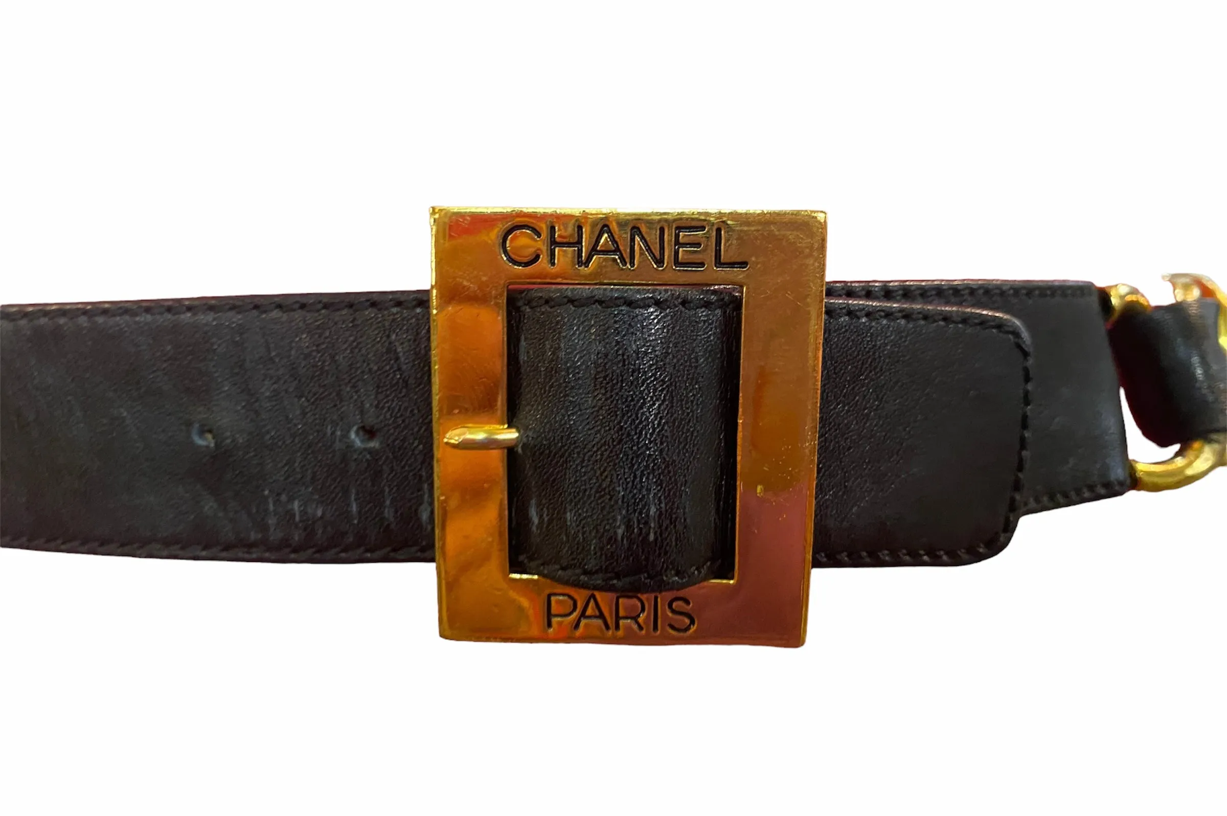 Chanel F/W 1994 RTW Leather and Gold Tone Chain Belt