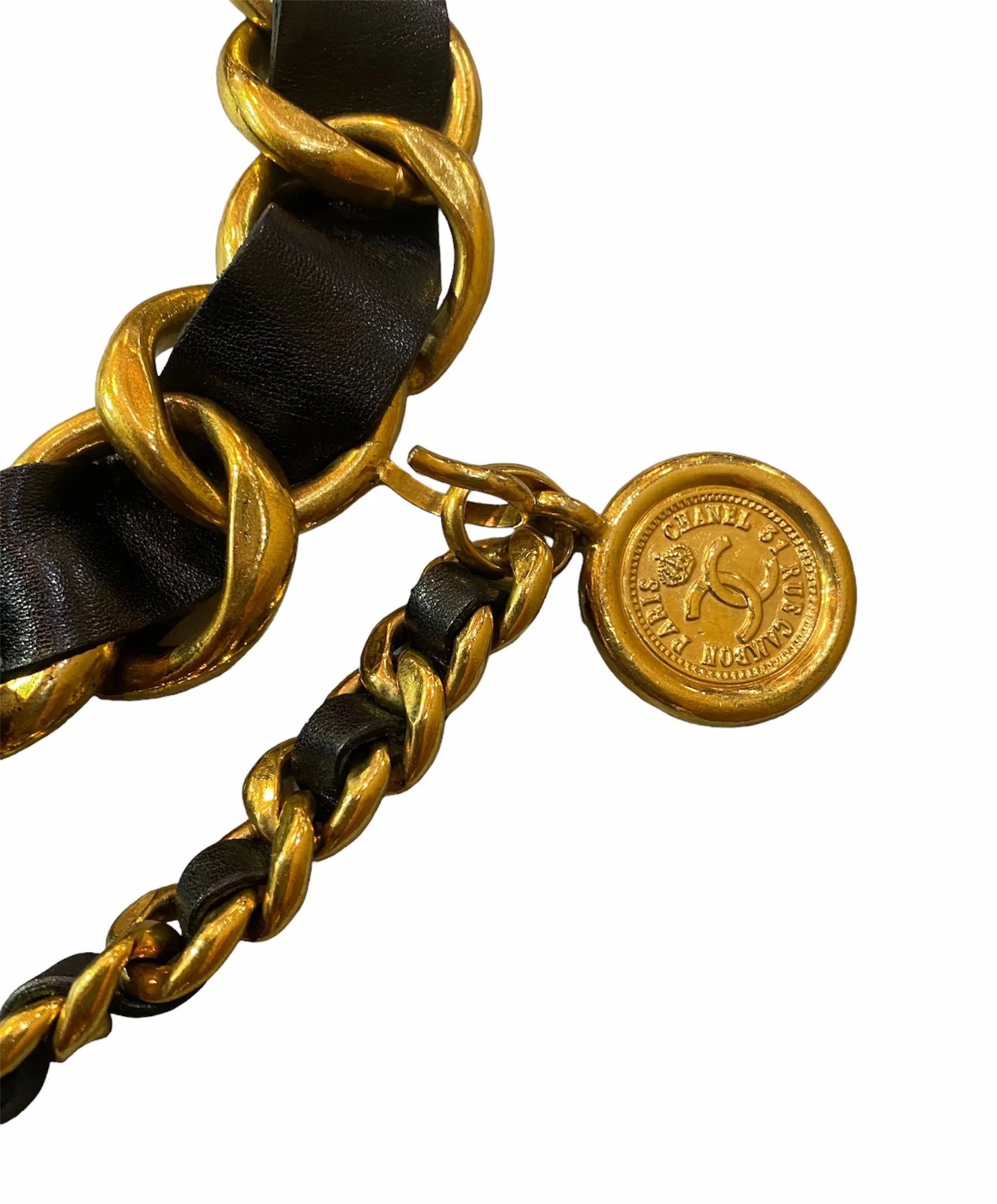 Chanel F/W 1994 RTW Leather and Gold Tone Chain Belt