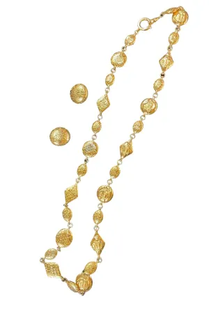 Chanel Gold Tone Logo Demi Parure with Coco Chanel Portrait
