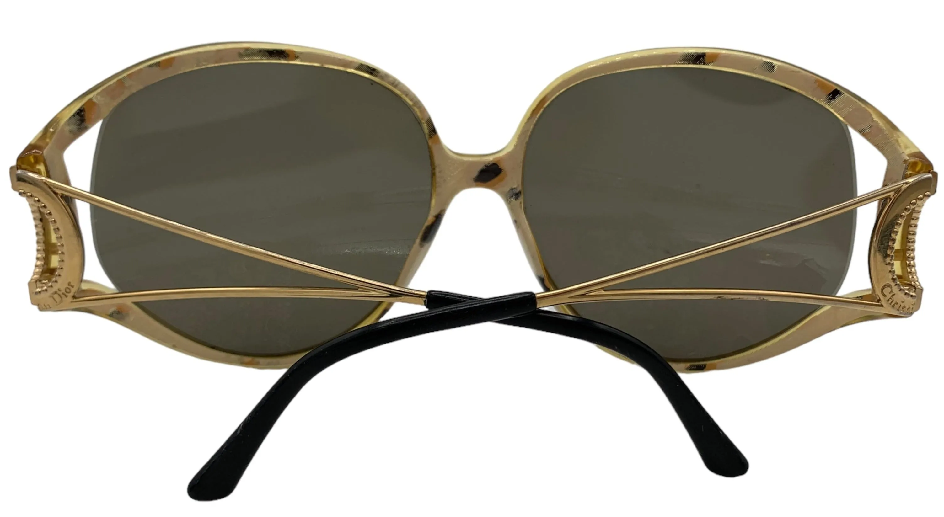 Christian Dior 80s 2757 50 Leopard Oversized Sunglasses