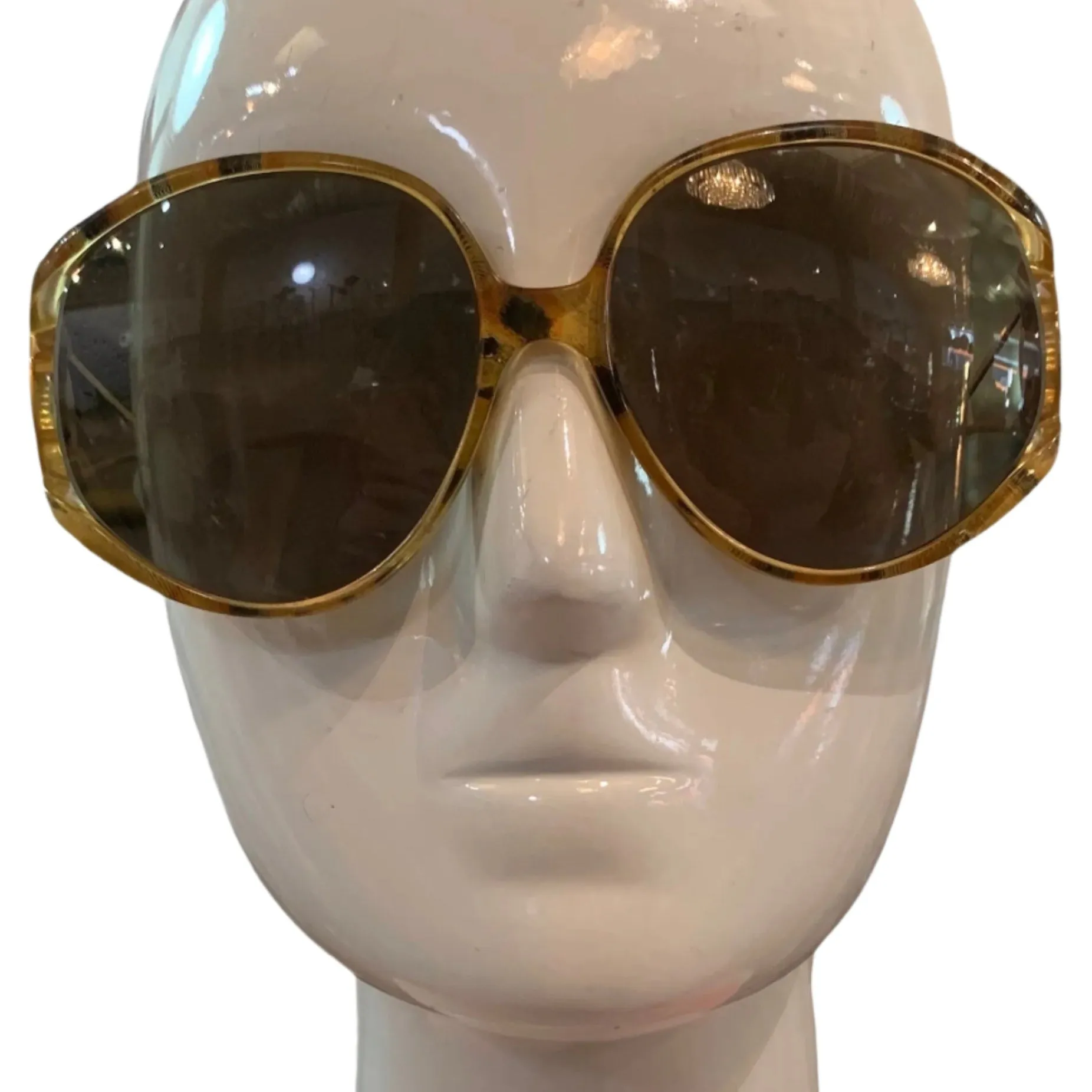 Christian Dior 80s 2757 50 Leopard Oversized Sunglasses