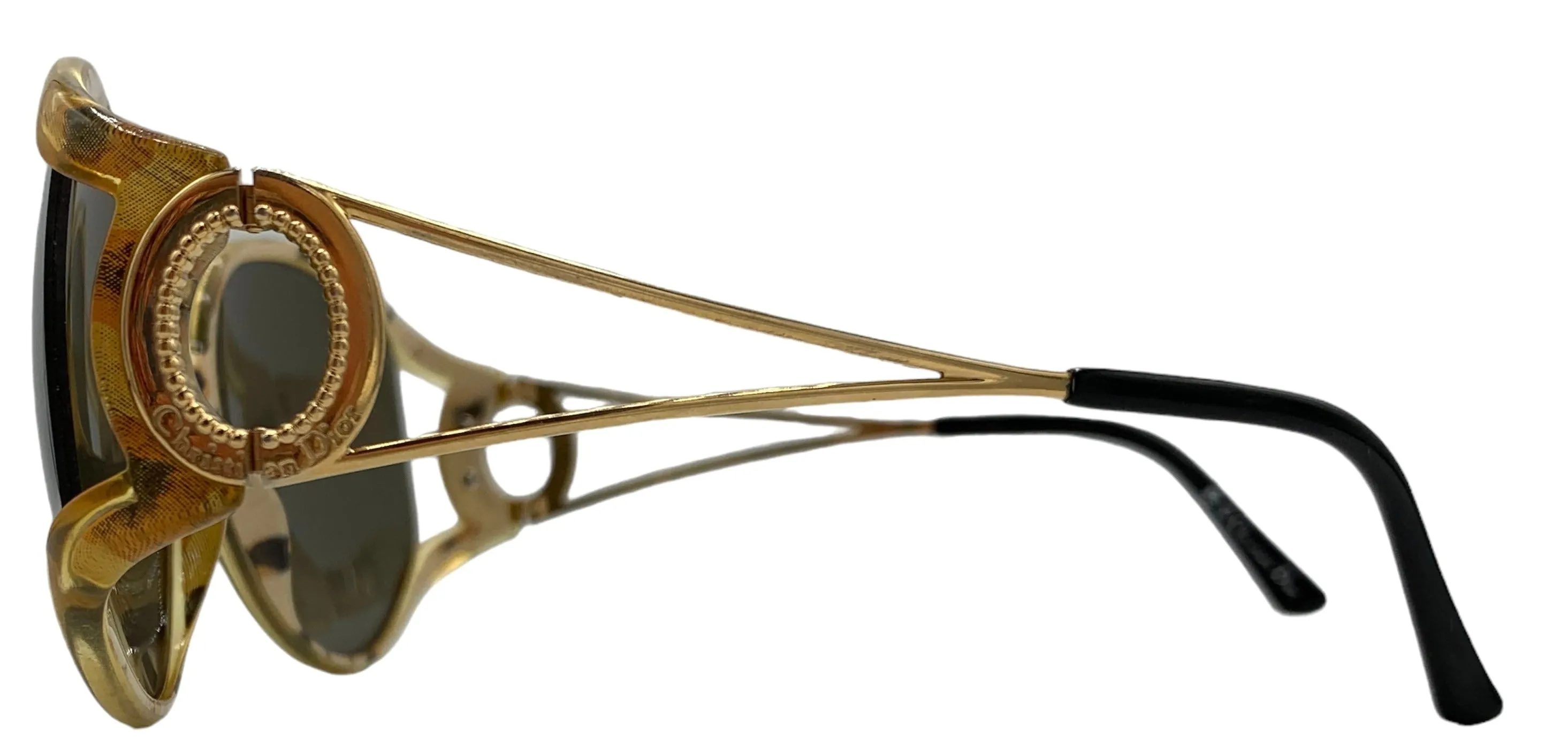 Christian Dior 80s 2757 50 Leopard Oversized Sunglasses