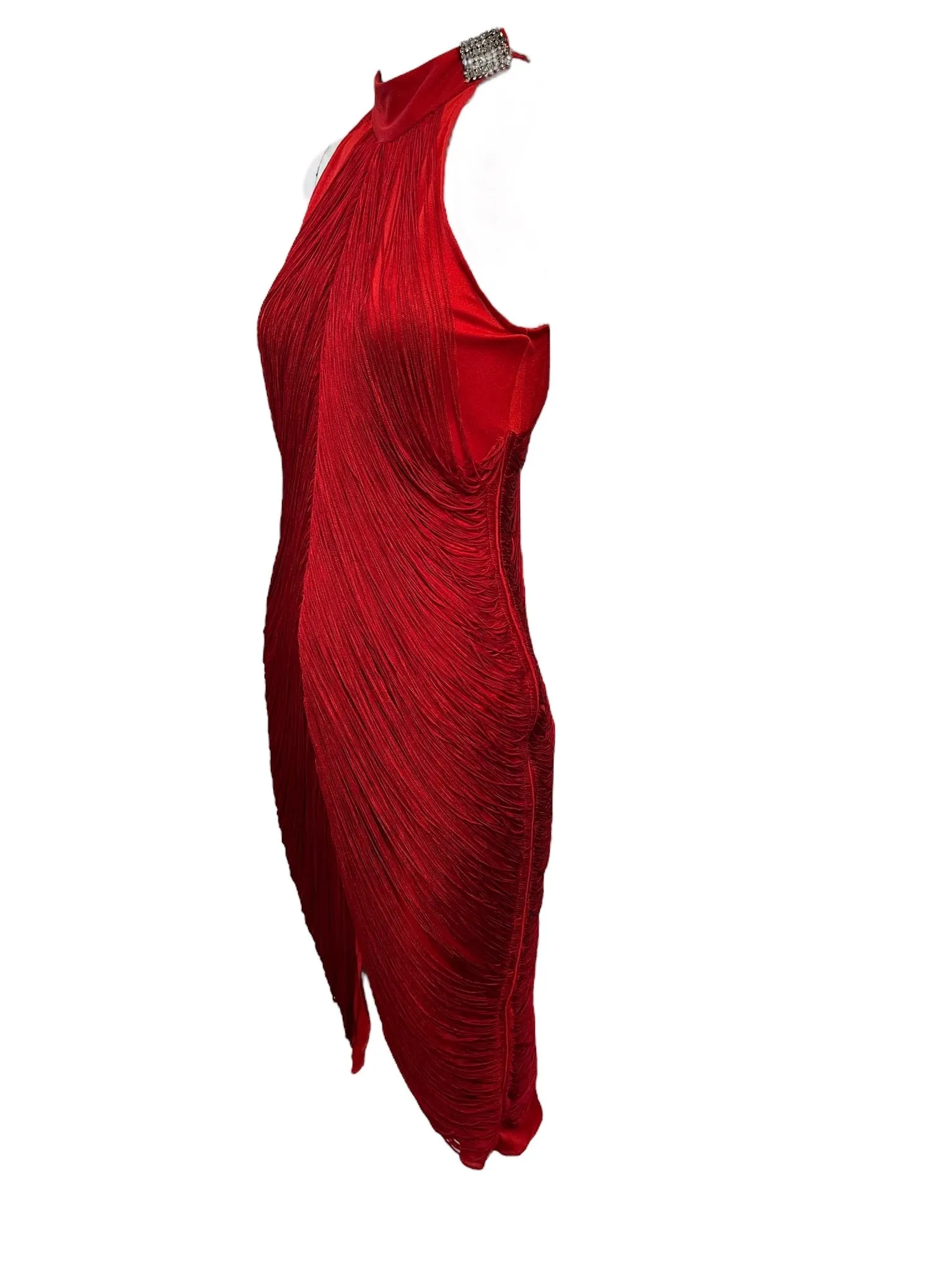 Climax 70s Red Fringed Disco Dress
