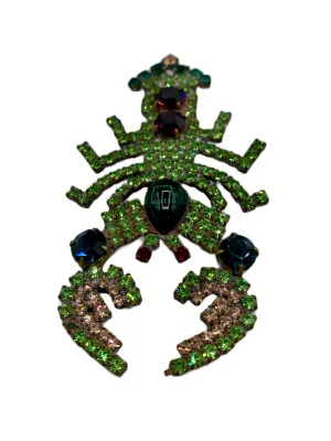 Czech Crystal Multi-Color Lobster Brooch