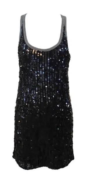 D&G Grey Ribbed Y2K Black Sequin Mini Dress