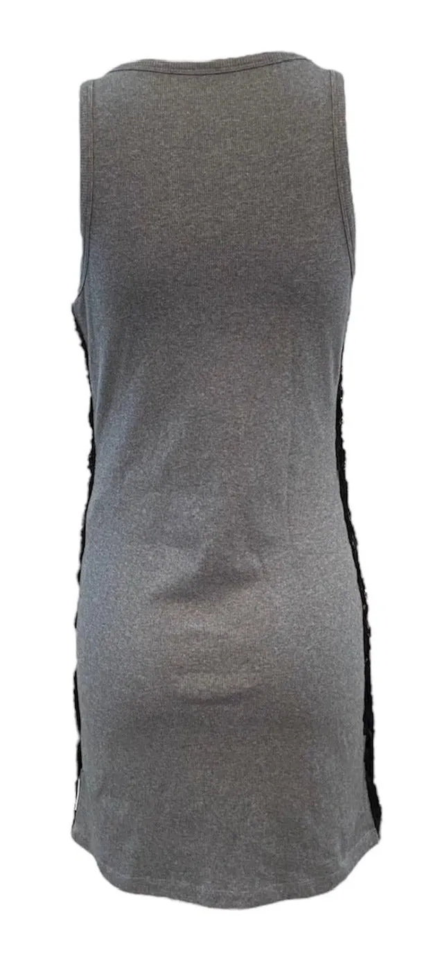 D&G Grey Ribbed Y2K Black Sequin Mini Dress