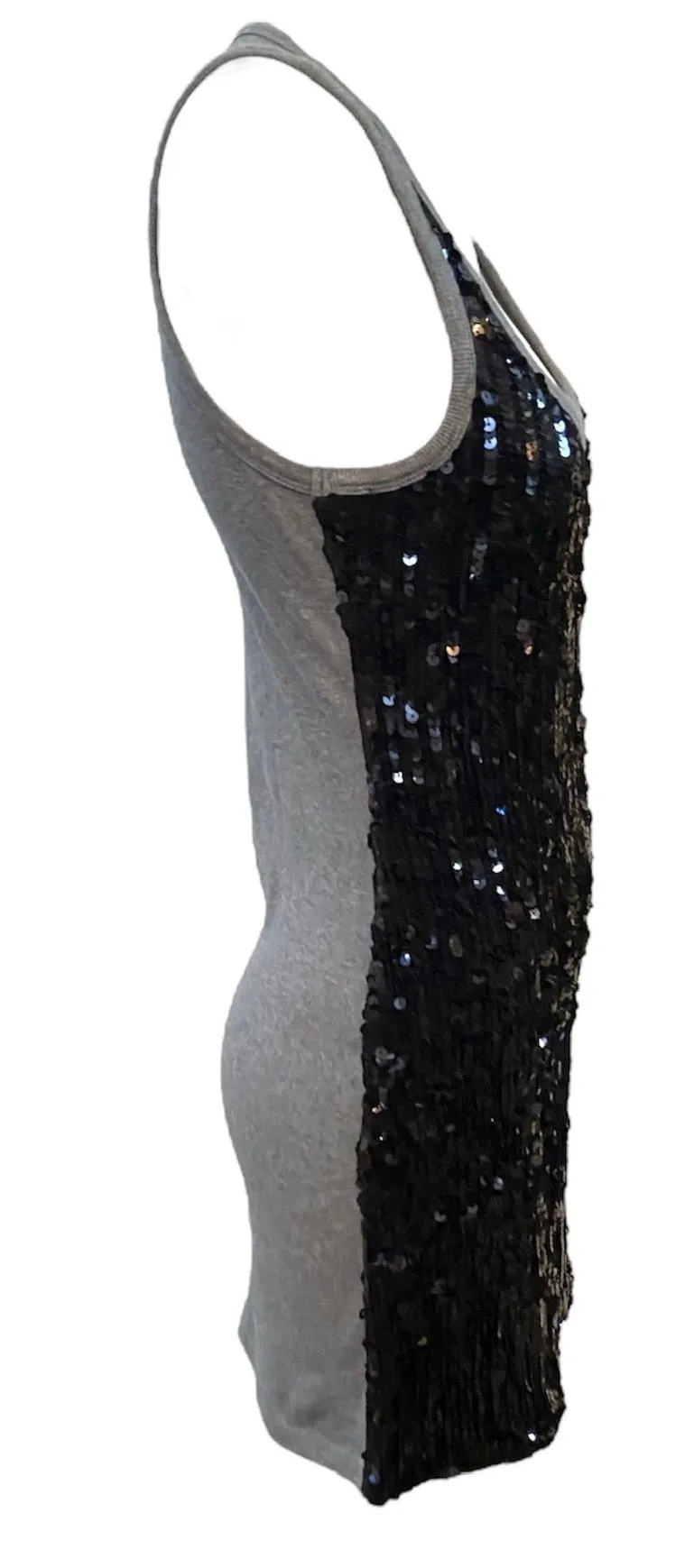 D&G Grey Ribbed Y2K Black Sequin Mini Dress