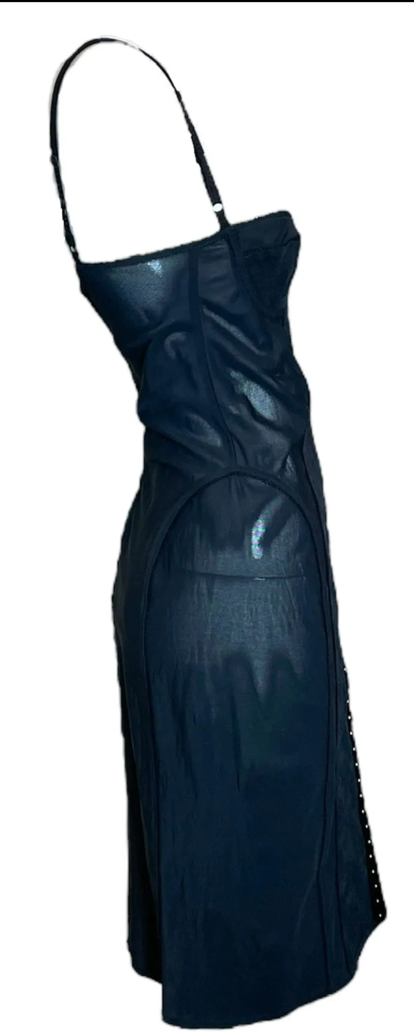 Dolce & Gabbana Y2K Black Mesh Lingerie Dress with Built In Bra