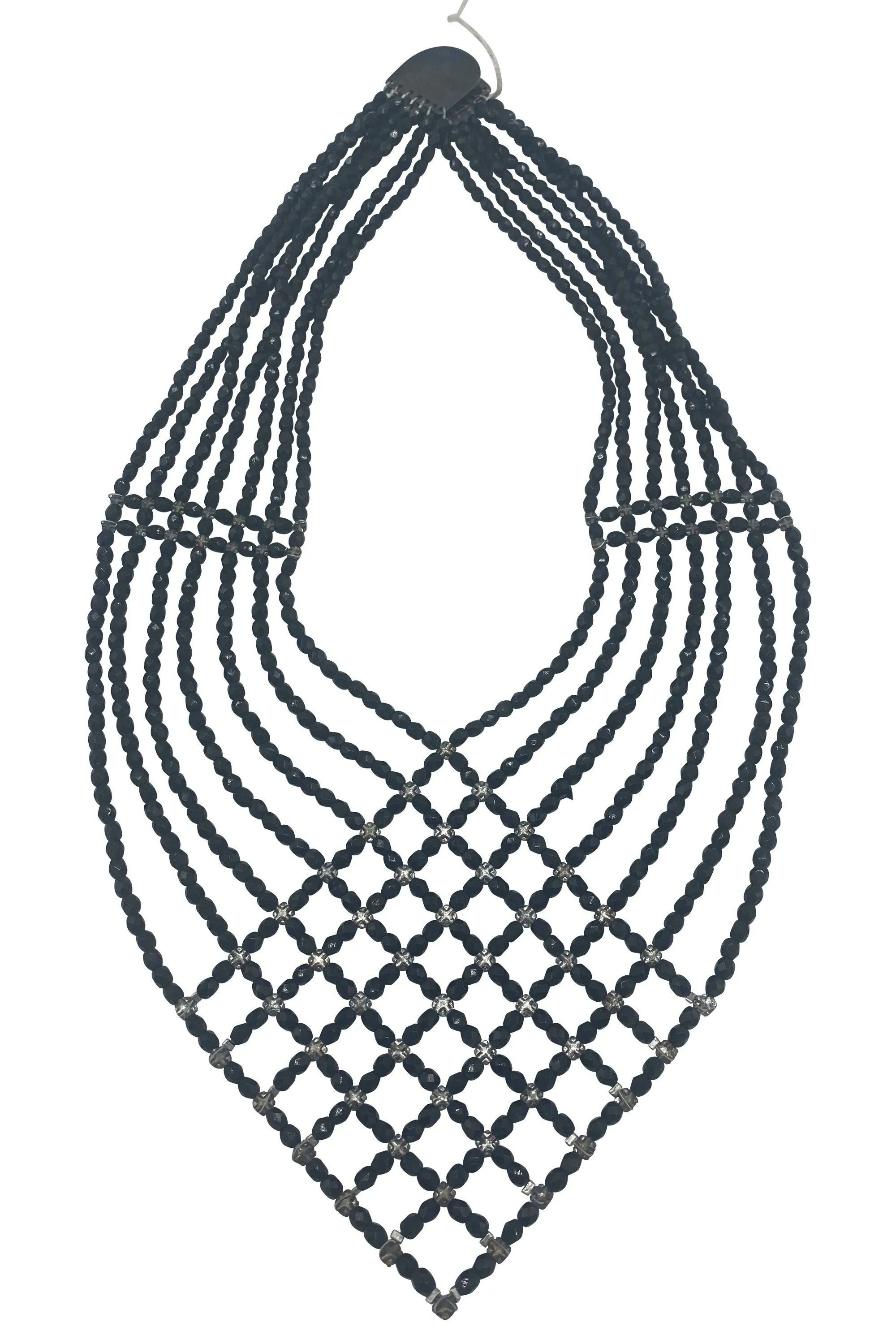 Giorgio Armani 90s Jet Beaded Collar with Rhinestones