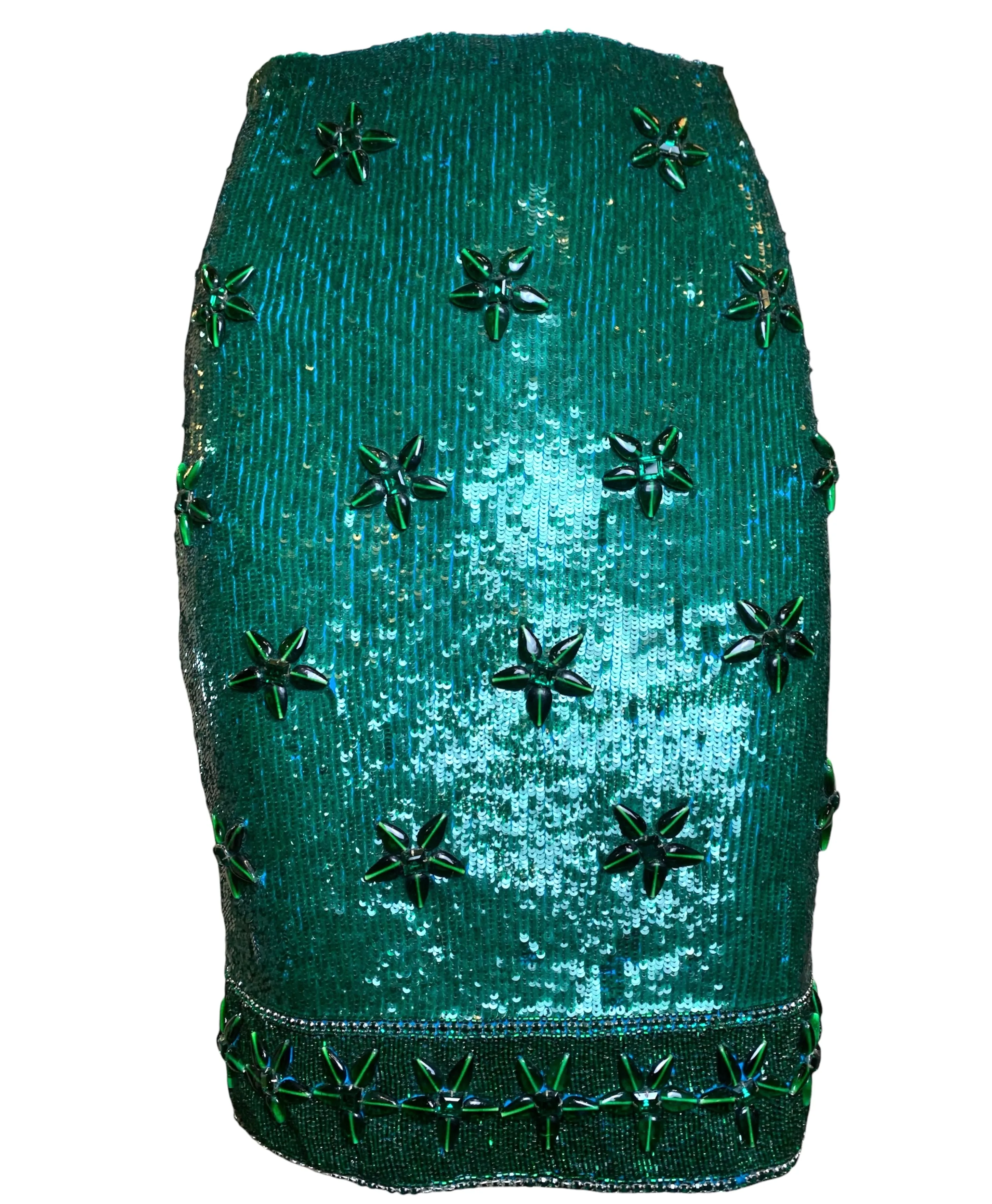 Giorgio di Sant'Angelo '80s Emerald Sequin and Chiffon Four Piece Ensemble