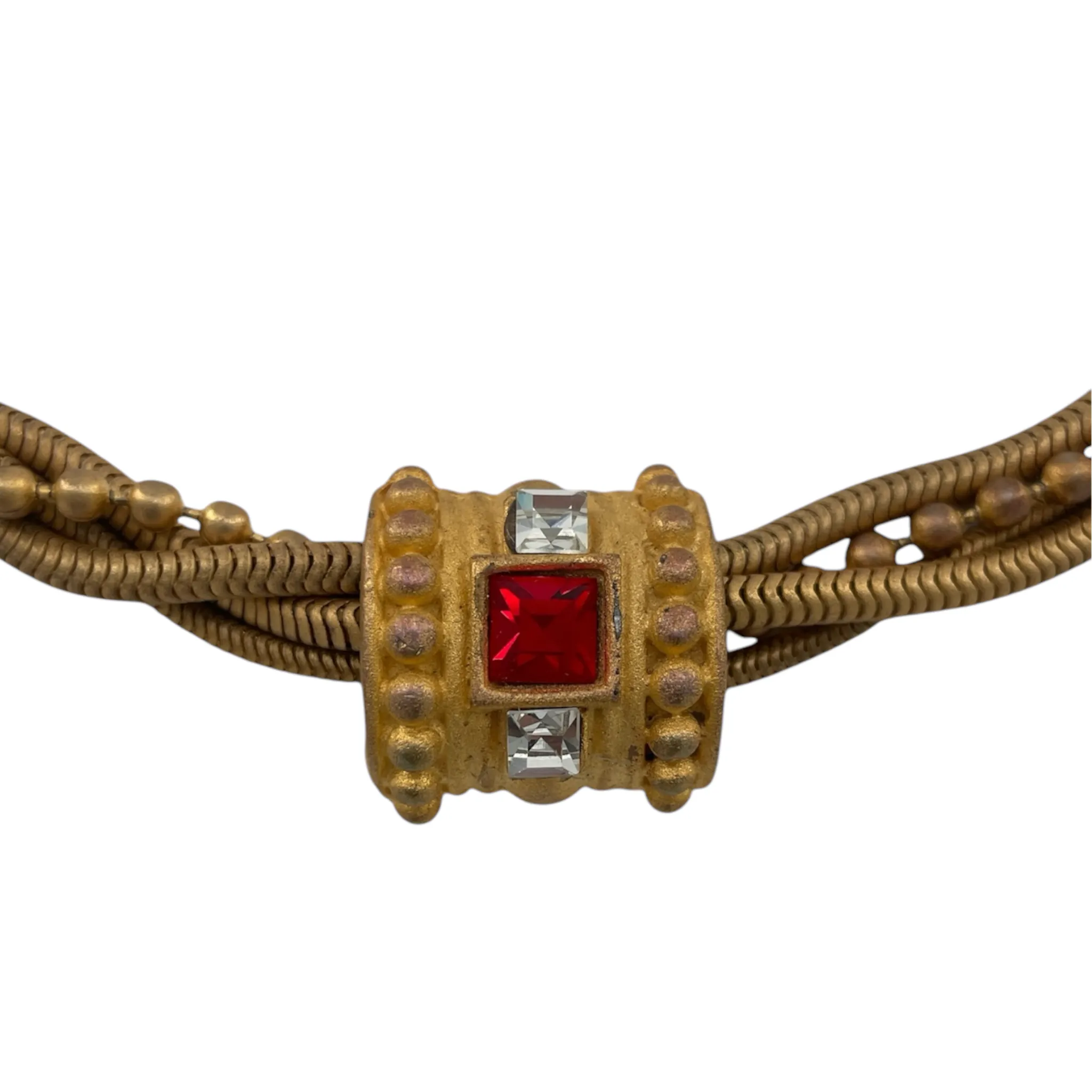 Givenchy 1990's Matte Gold Four Strand Necklace