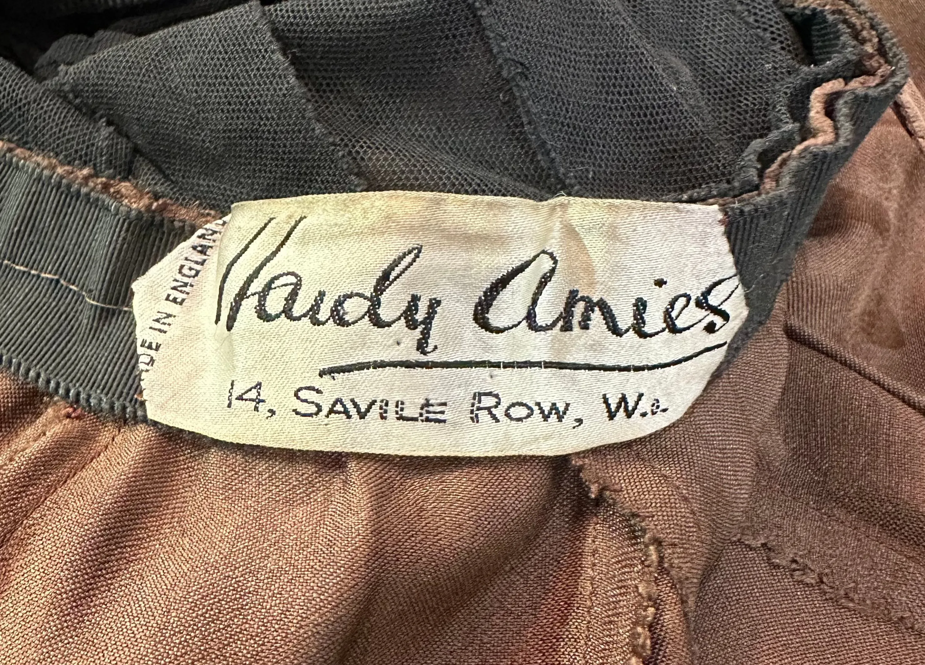 Hardy Amies 1950's Brown Silk Satin Goddess Cocktail Dress
