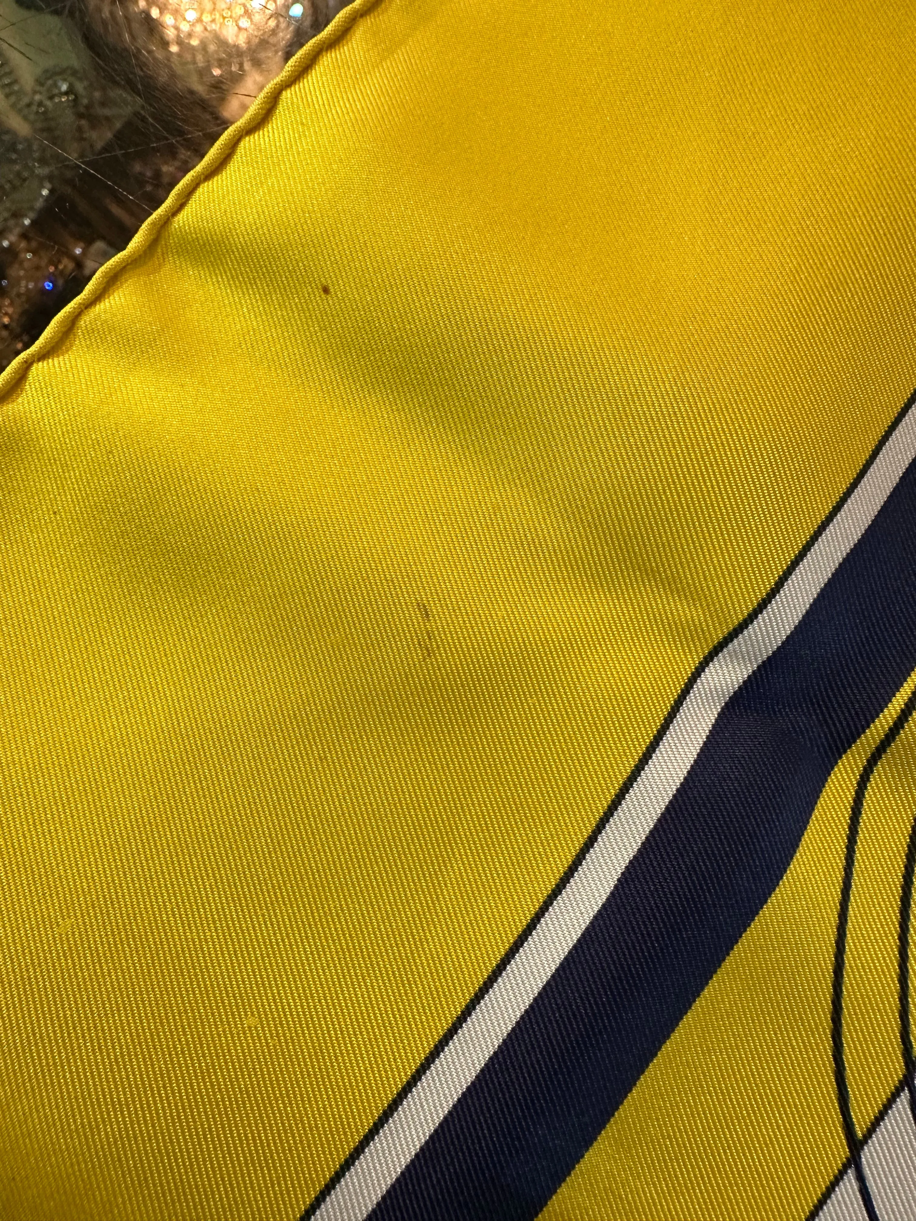 Hermes 'Ex Libre' Yellow & Blue Carriage Silk Scarf