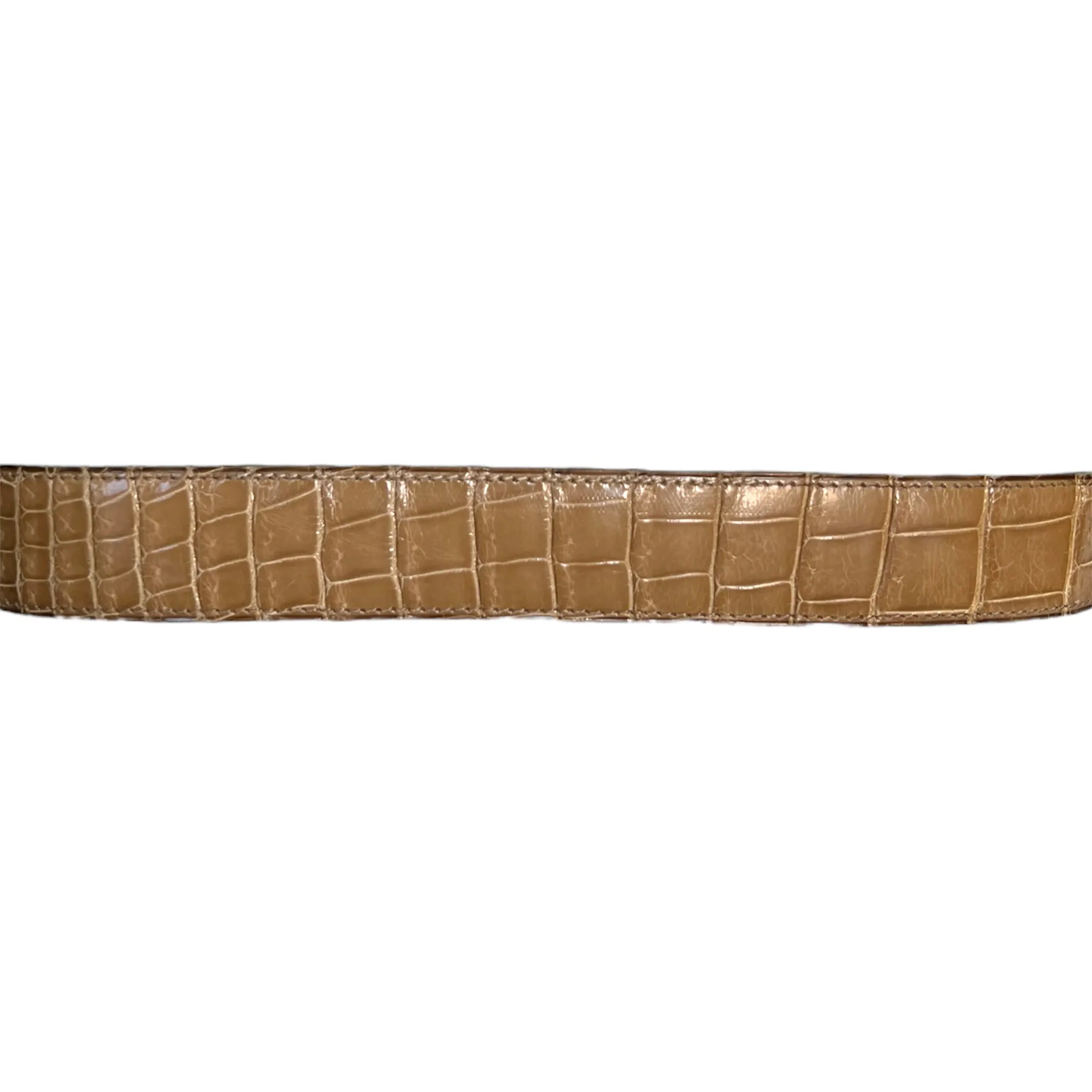 Hermès 1980's Tan Alligator Belt with Gold Constance 38mm Belt Buckle