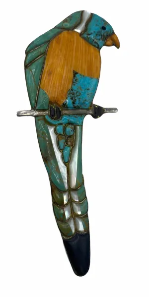 Incredible Silver Parrot Brooch  with Turquoise and Other Stones
