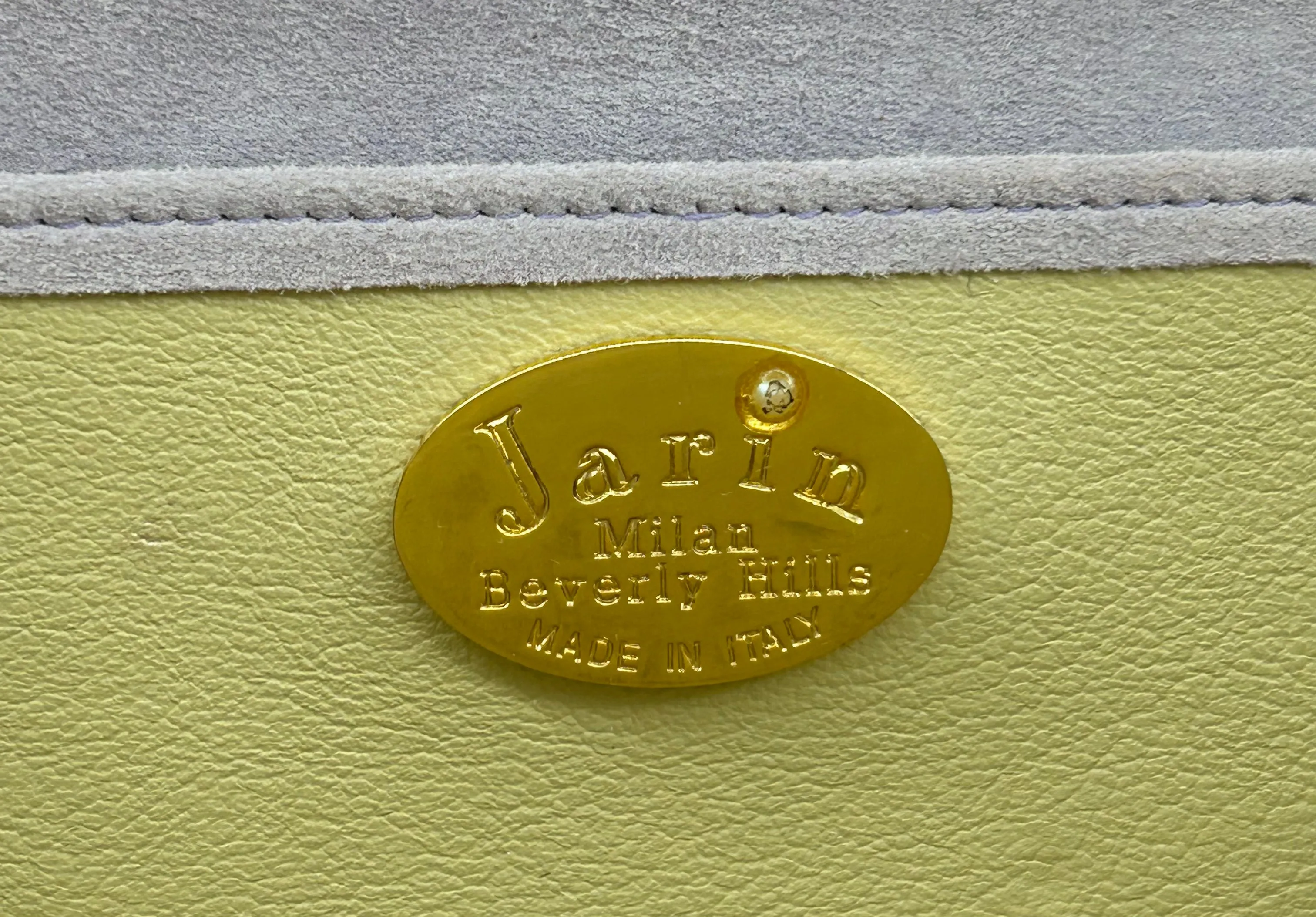 Jarin 1990s Lavender Suede Purse with Rhinestone Dragonfly and Chain Strap