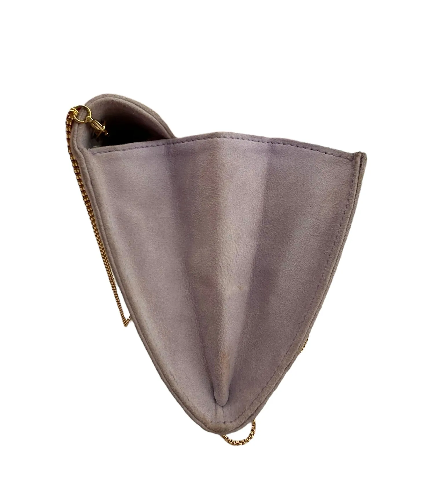 Jarin 1990s Lavender Suede Purse with Rhinestone Dragonfly and Chain Strap