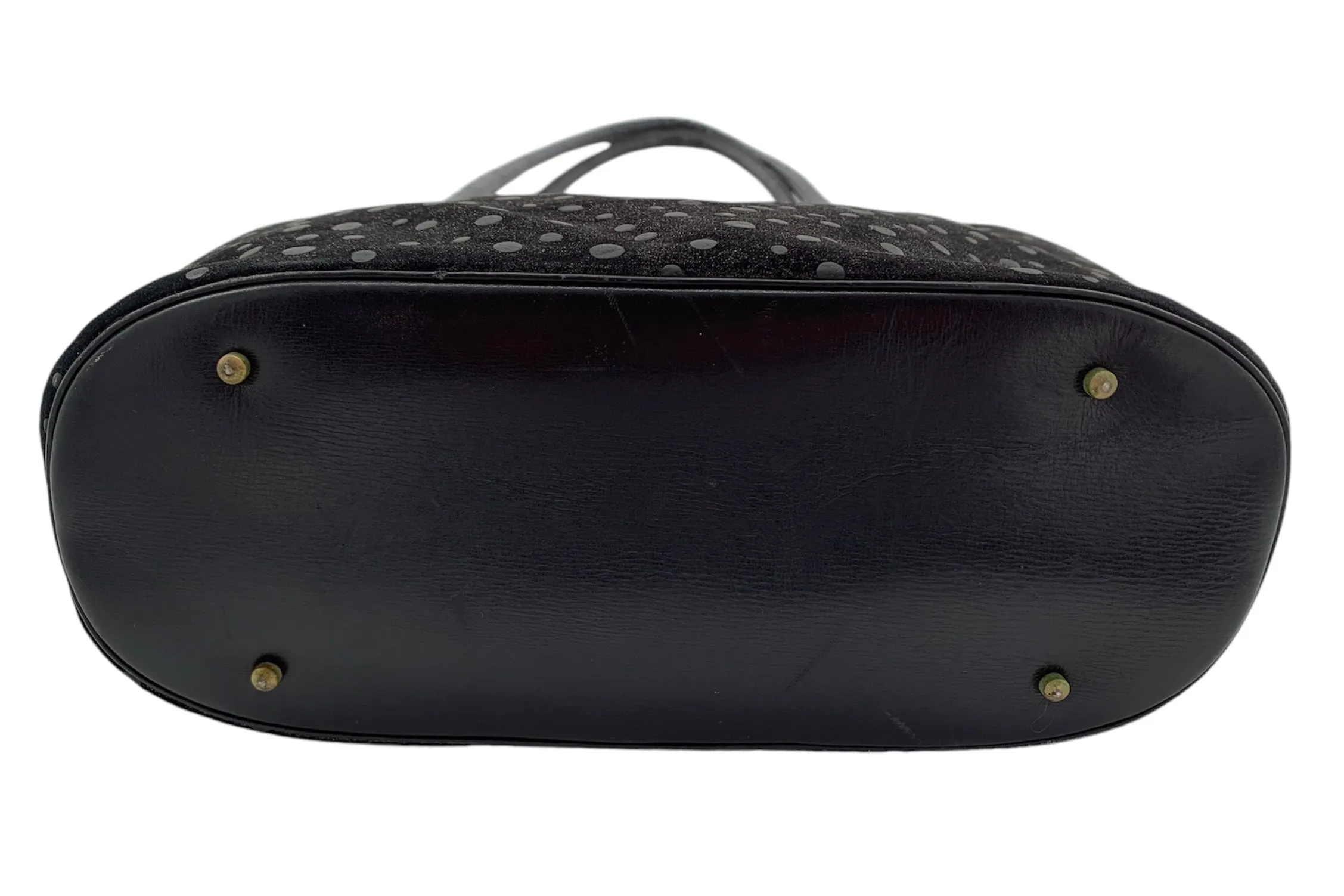Judith Leiber 90's Shimmery Charcoal Suede Polka Dot Purse
