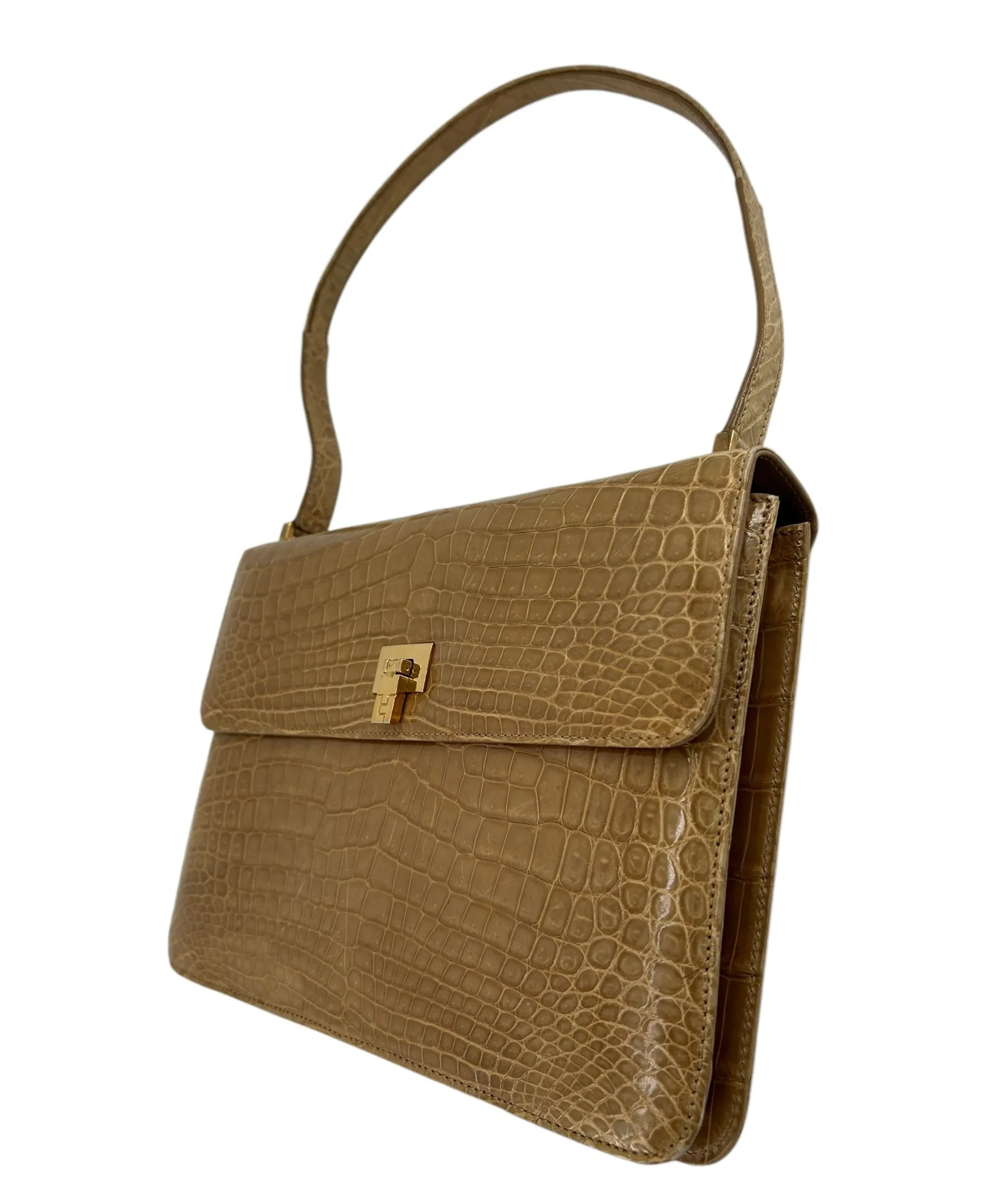 Lambertson Truex Tan Baby Crocodile Handbag