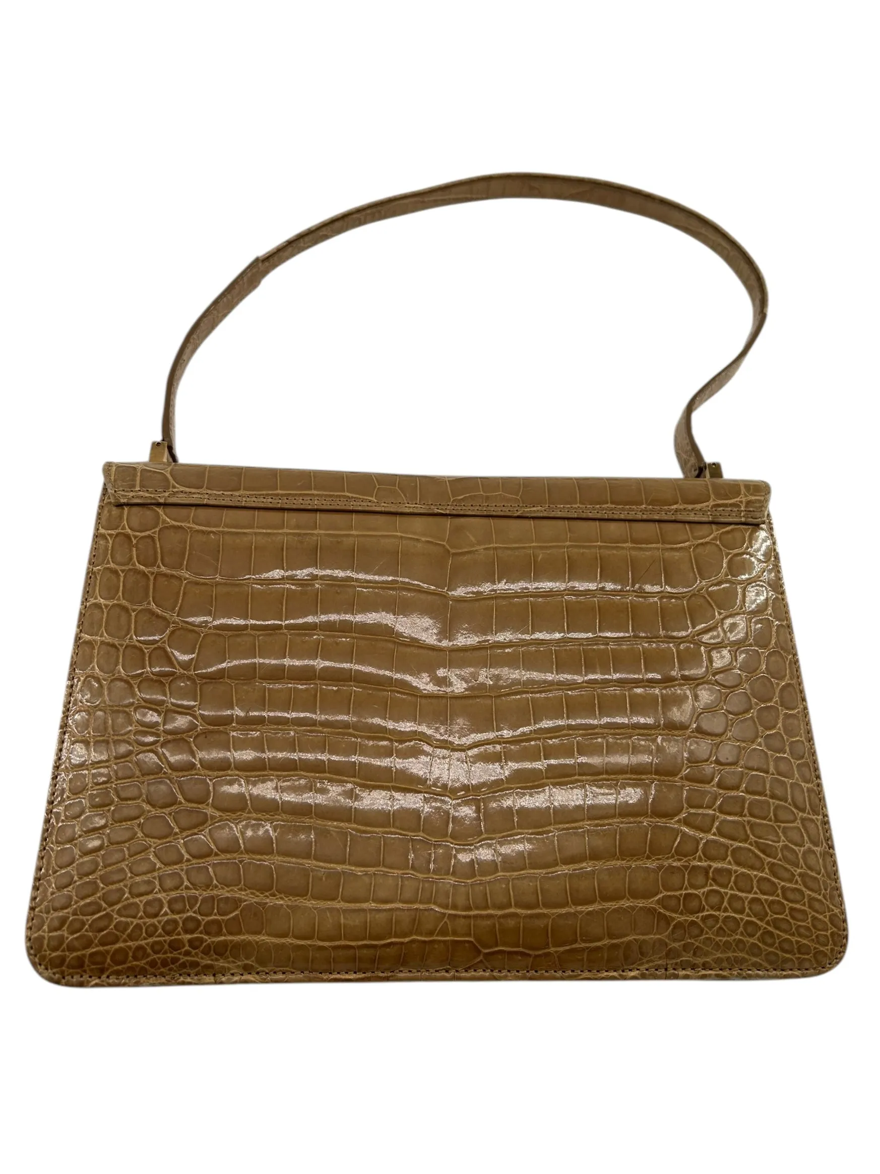 Lambertson Truex Tan Baby Crocodile Handbag