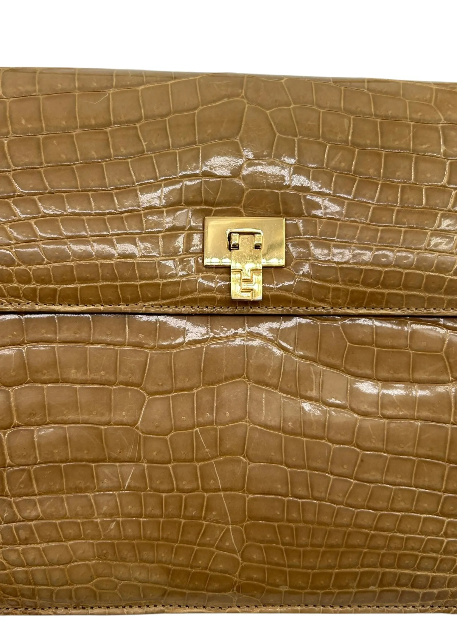 Lambertson Truex Tan Baby Crocodile Handbag