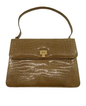 Lambertson Truex Tan Baby Crocodile Handbag