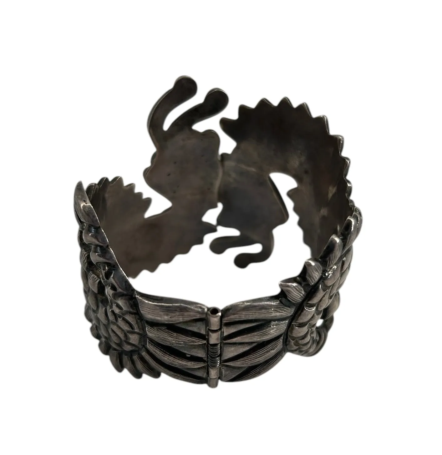 Mexican Sterling Silver Quetzalcoatl Clamper Cuff