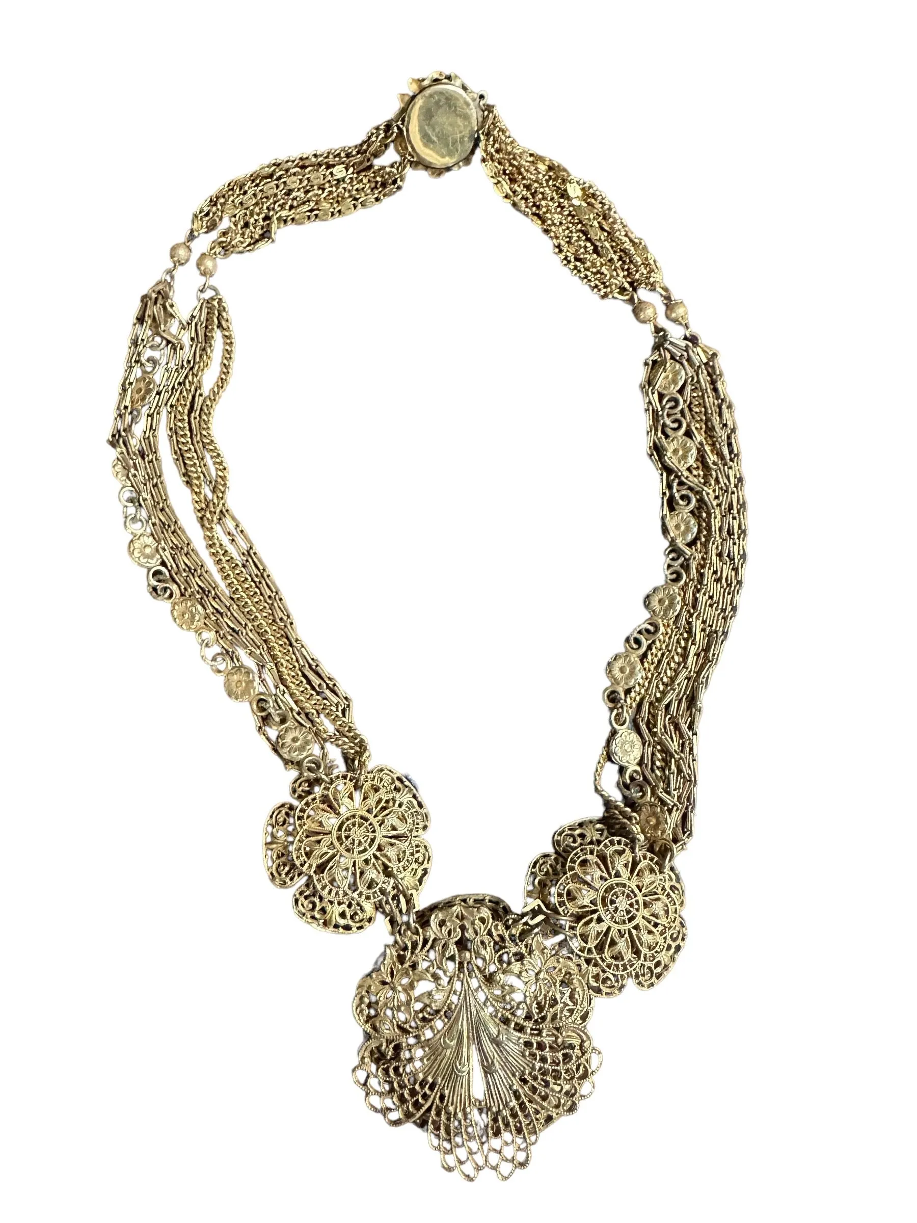 Miriam Haskell  Unsigned Spectacular Floral Motif Necklace