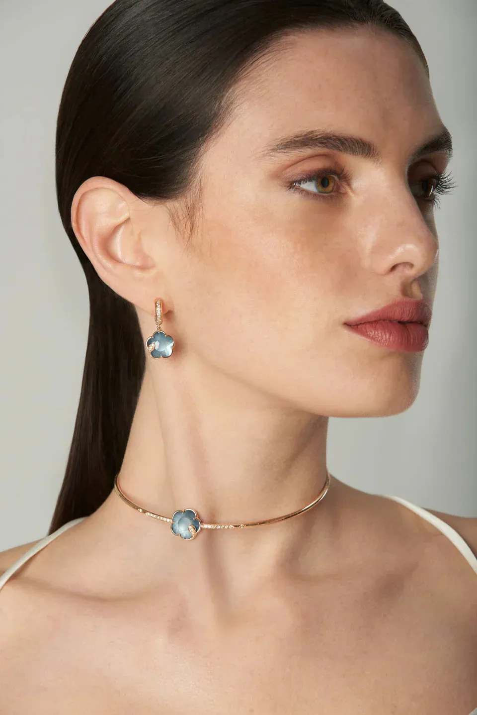 Pasquale Bruni Petit Joli Lunaire 18ct Rose Gold Onyx White Moonstone Diamond Earrings
