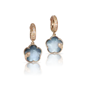 Pasquale Bruni Petit Joli Lunaire 18ct Rose Gold Onyx White Moonstone Diamond Earrings