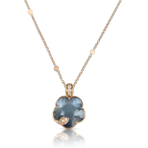 Pasquale Bruni Petit Joli Lunaire 18ct Rose Gold Onyx White Moonstone Diamond Necklace