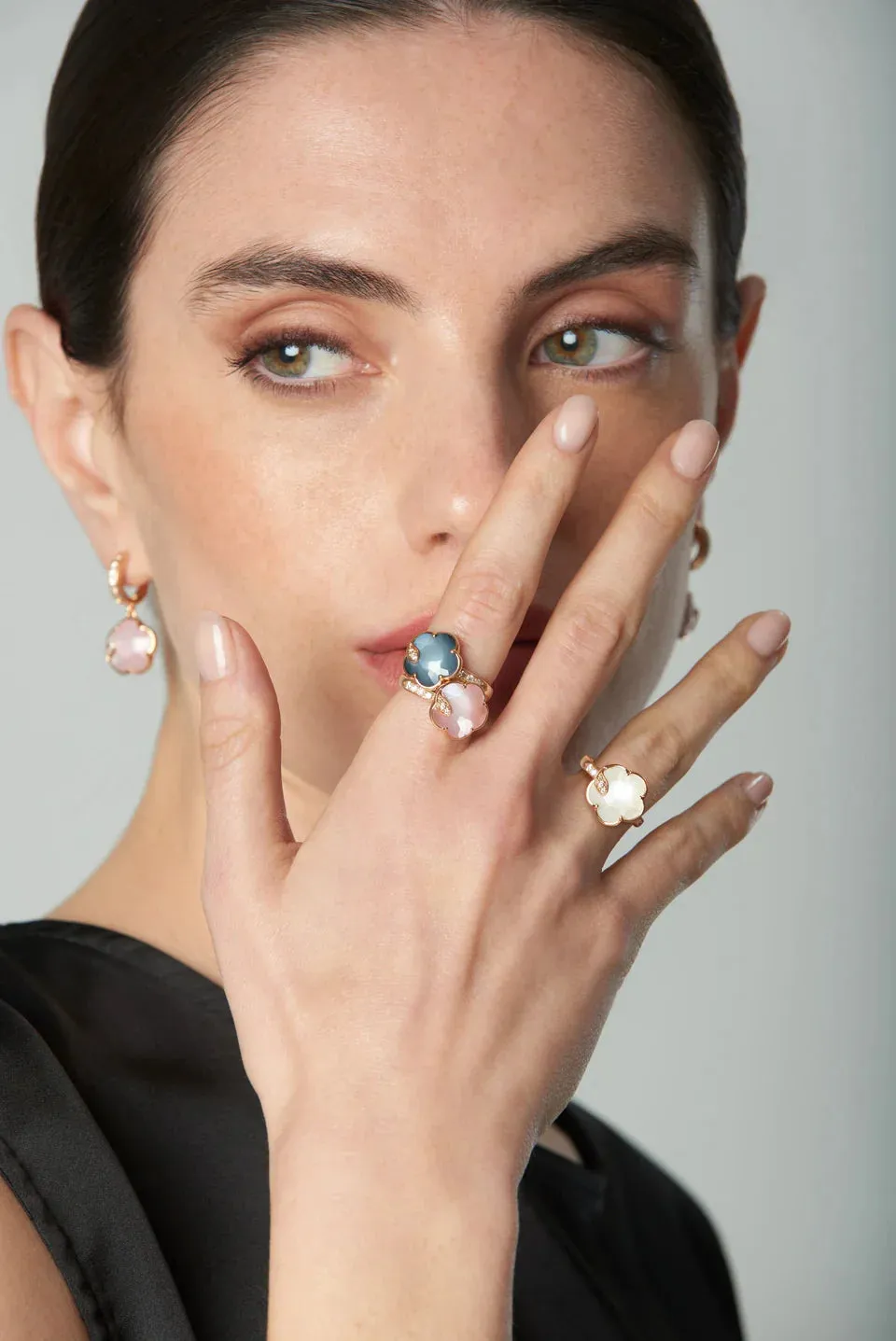 Pasquale Bruni Petit Joli Lunaire 18ct Rose Gold Pink Chalcedony Diamond Ring